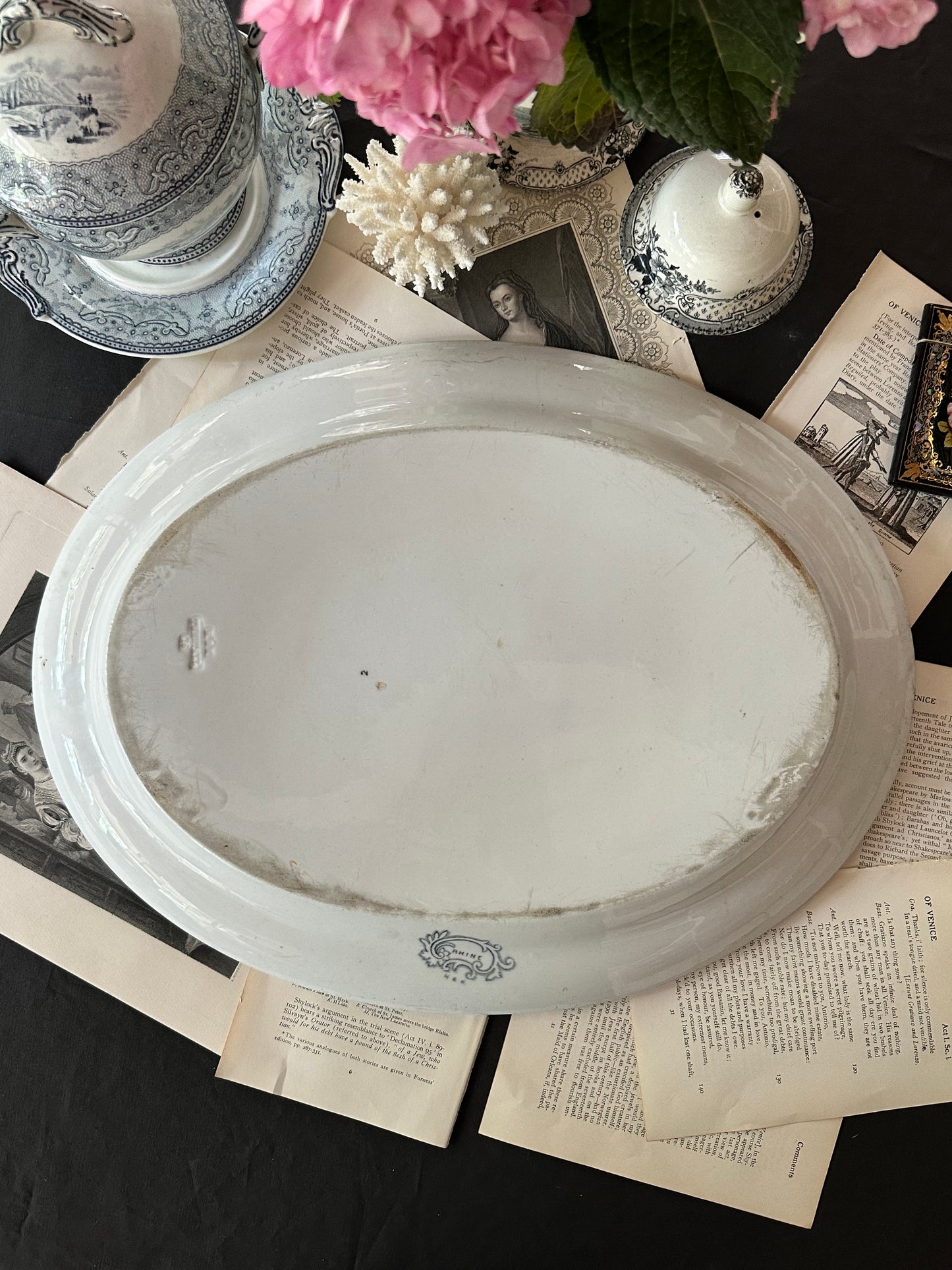Antique Johnson Brothers Rhine Gray Transferware Platter | 18.5"