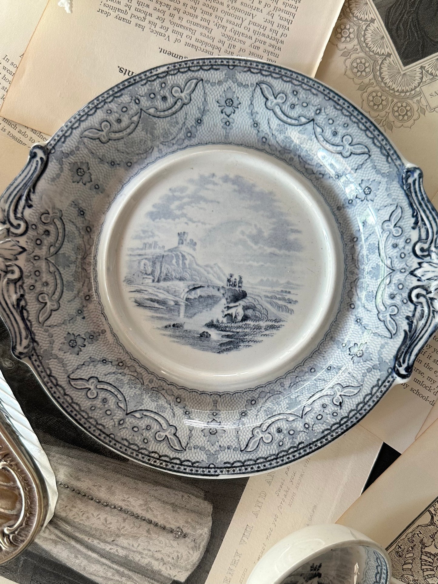 Antique Copeland Blue Transferware Tureen Set Circa 1870s