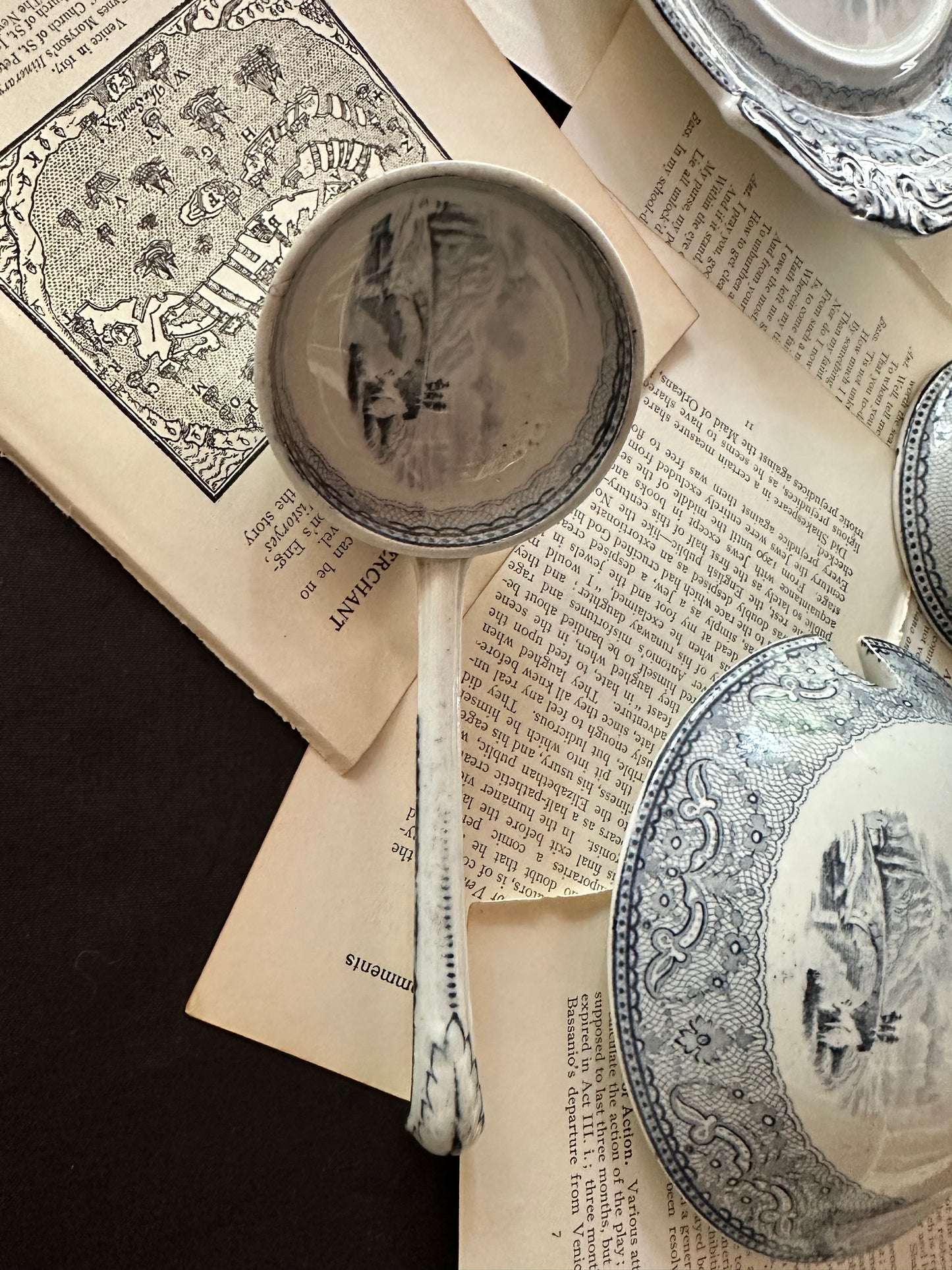 Antique Copeland Blue Transferware Tureen Set Circa 1870s