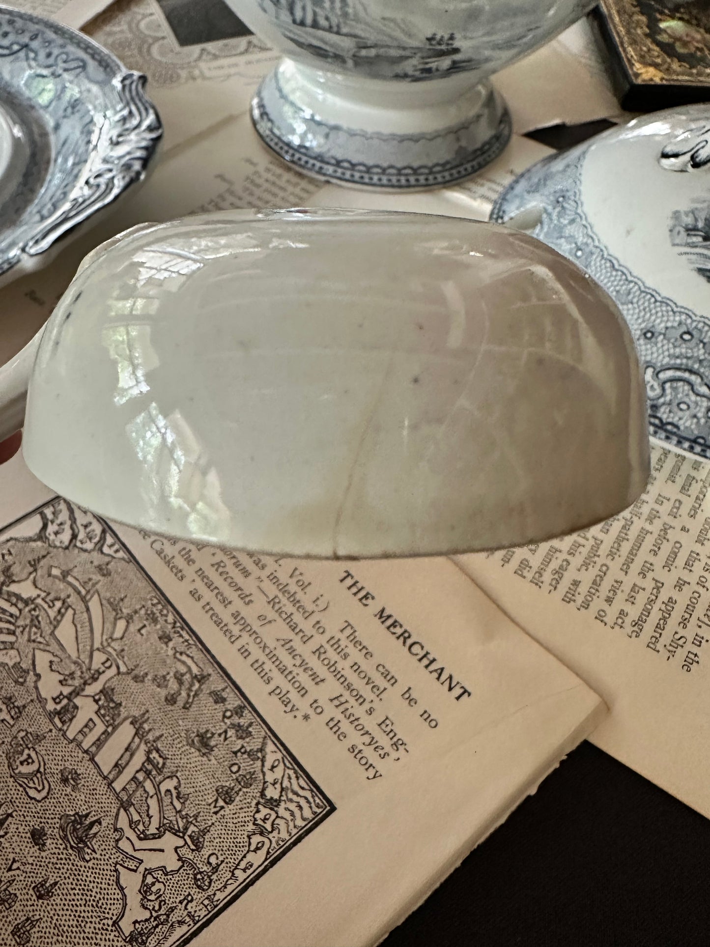 Antique Copeland Blue Transferware Tureen Set Circa 1870s