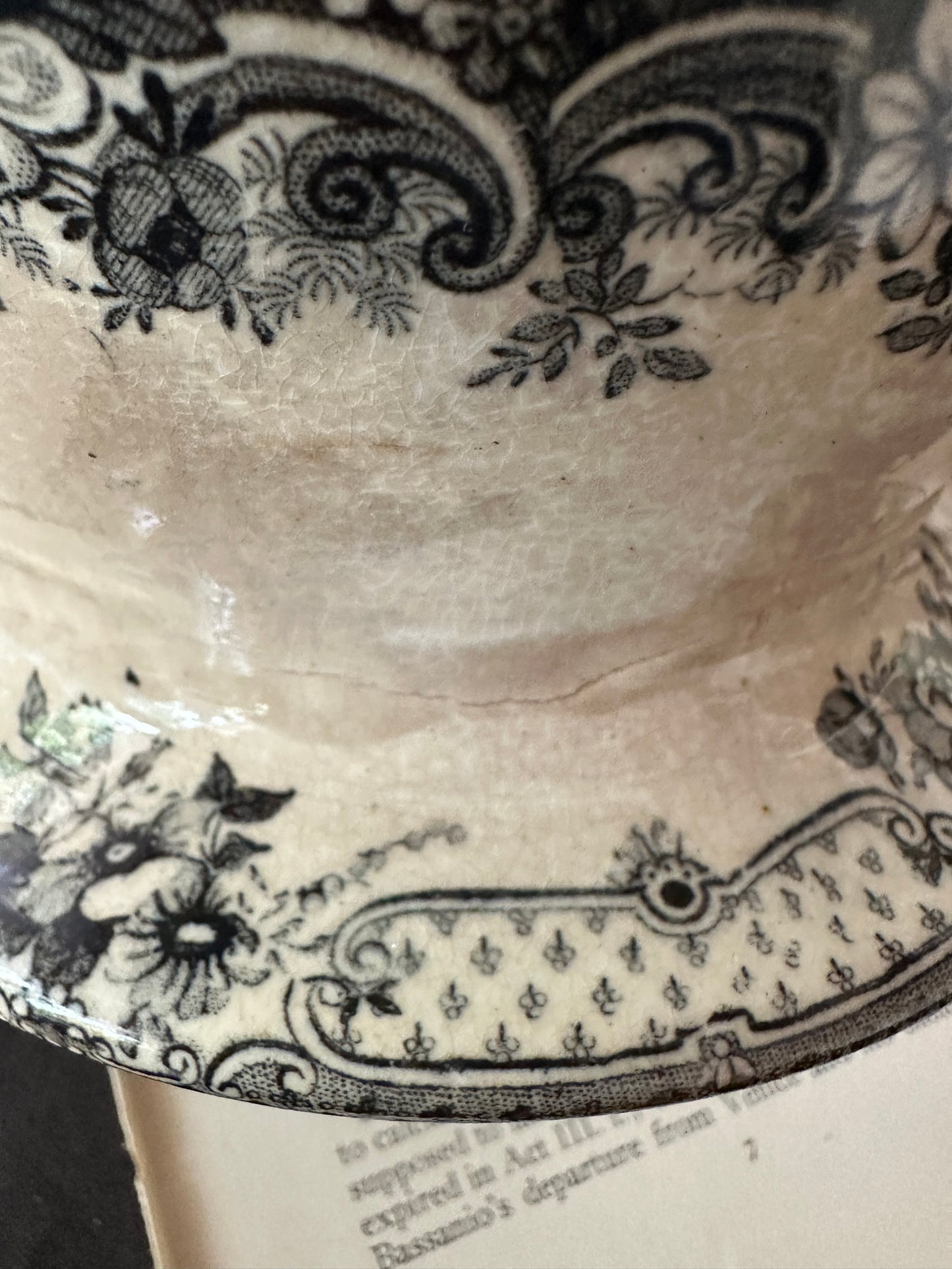 Circa 1930 Antique Davenport "Industry Need Not Wish" Franklin's Morals Black Transferware Coffee Pot