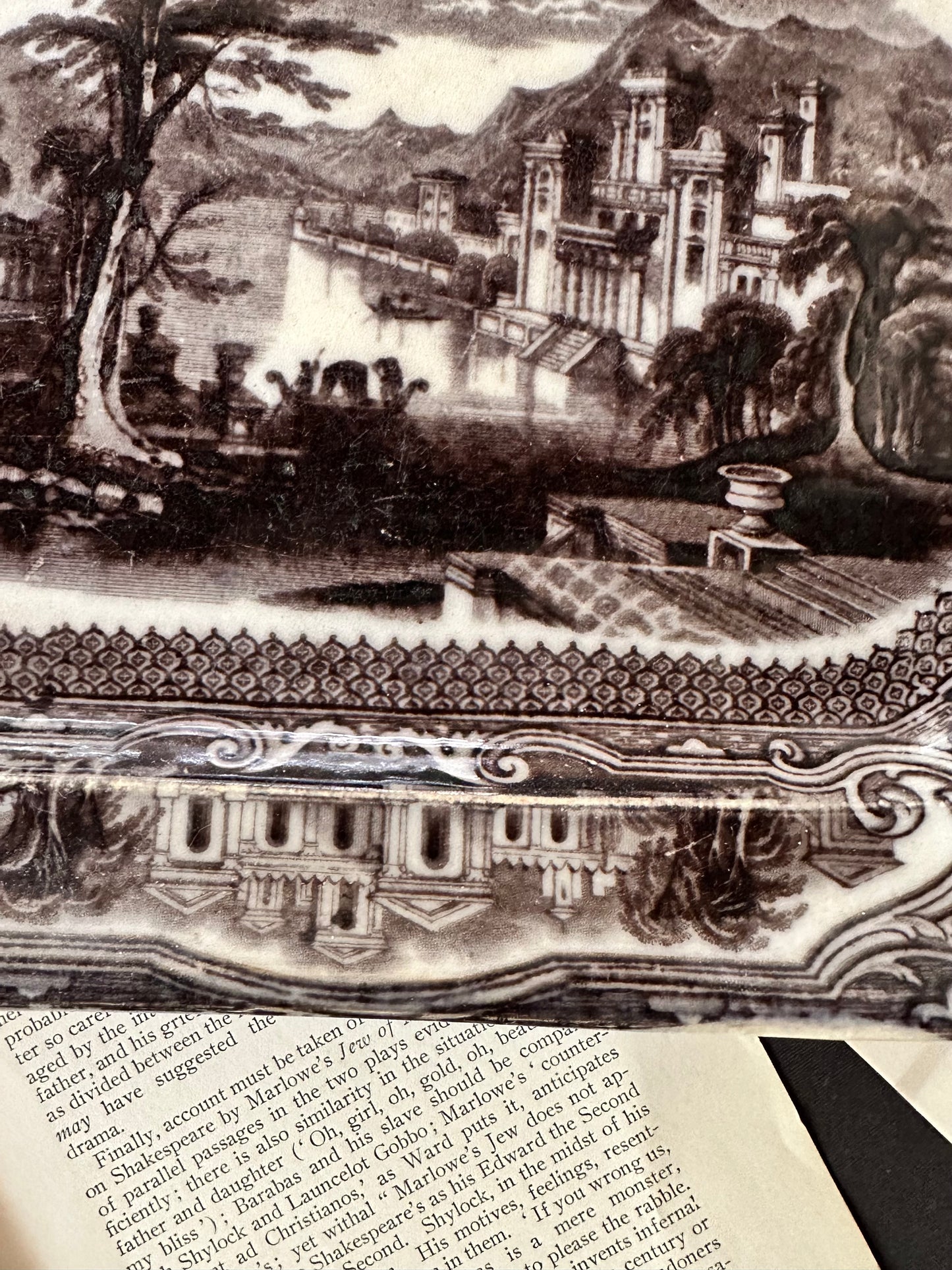 Antique T. Walker Tavoy Flow Black Transferware Platter