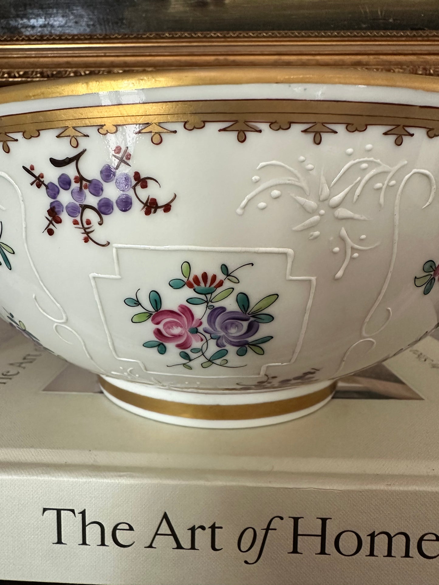 Early 20th Century Porcelaine de Paris Armorial Centerpiece Bowl | SPERABO Crest | Chinese Export Revival
