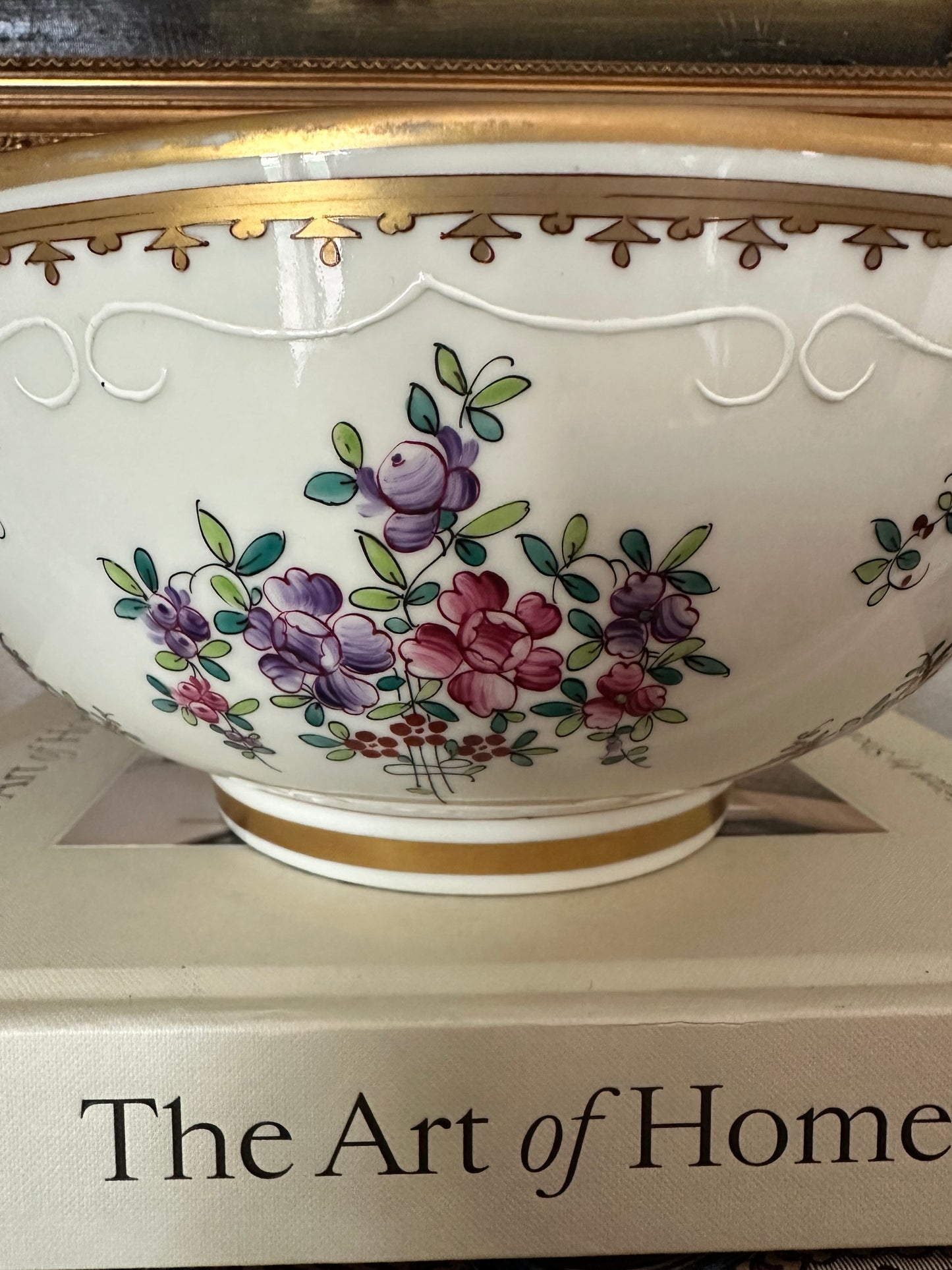 Early 20th Century Porcelaine de Paris Armorial Centerpiece Bowl | SPERABO Crest | Chinese Export Revival