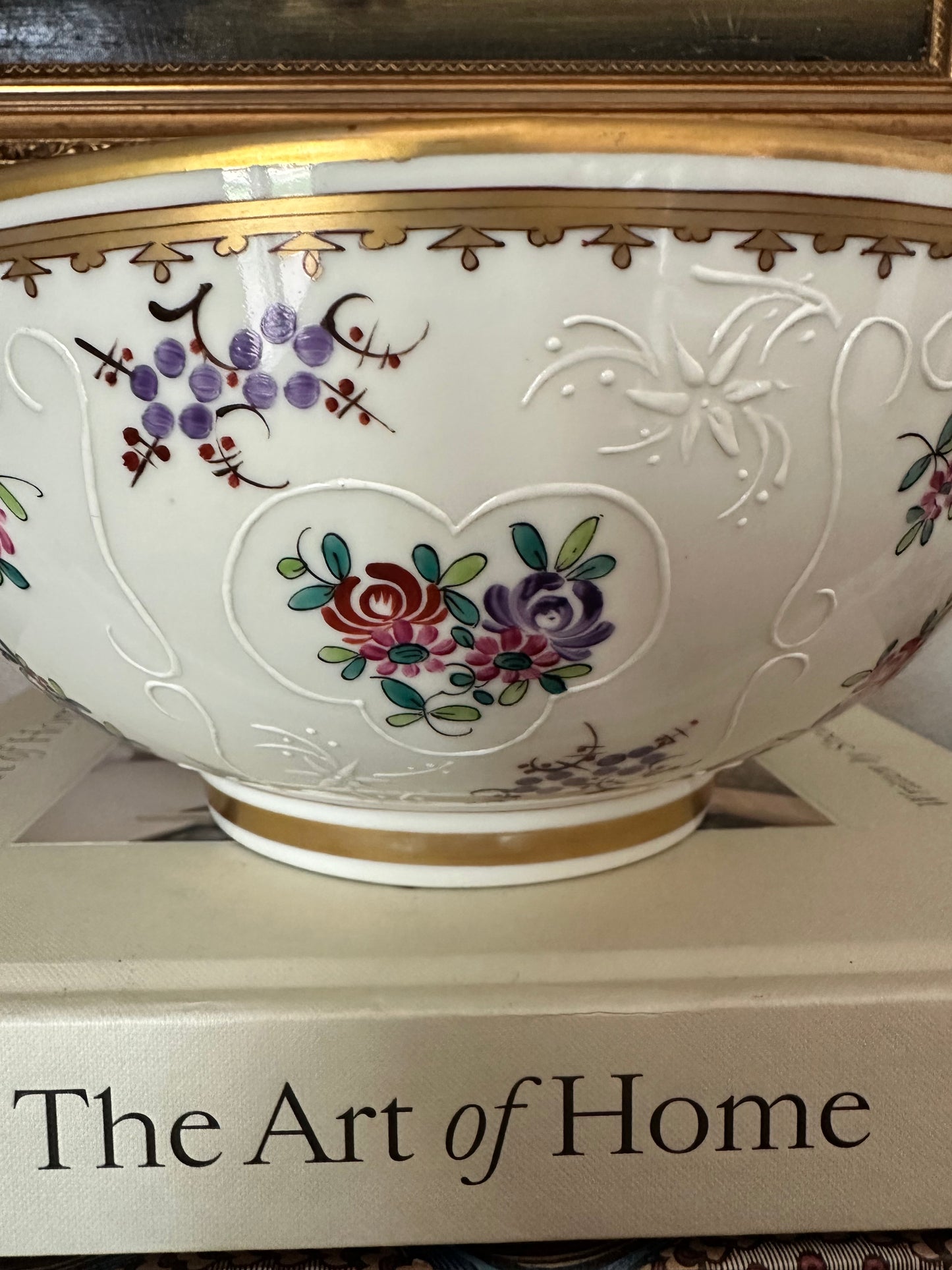 Early 20th Century Porcelaine de Paris Armorial Centerpiece Bowl | SPERABO Crest | Chinese Export Revival