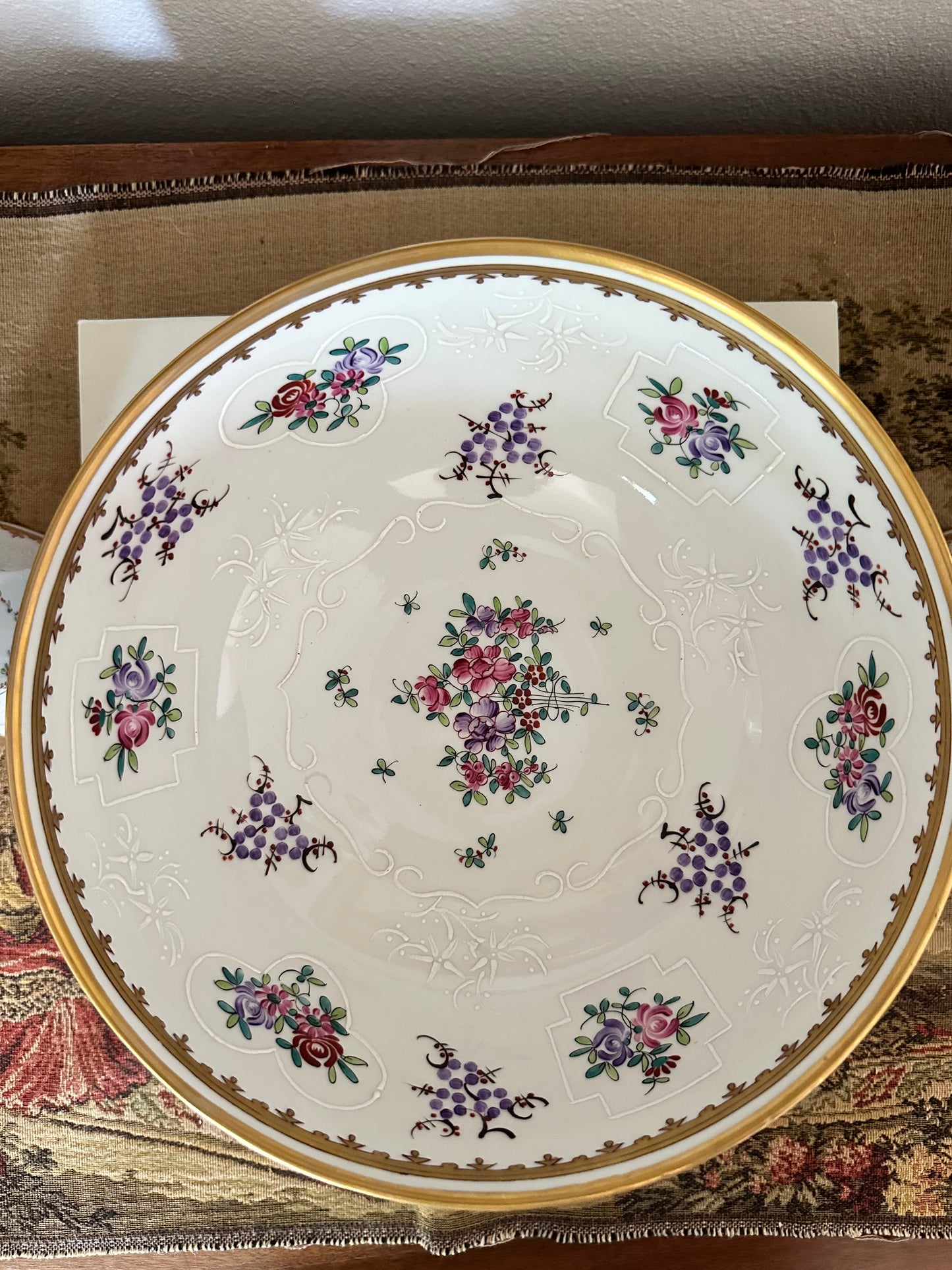 Early 20th Century Porcelaine de Paris Armorial Centerpiece Bowl | SPERABO Crest | Chinese Export Revival