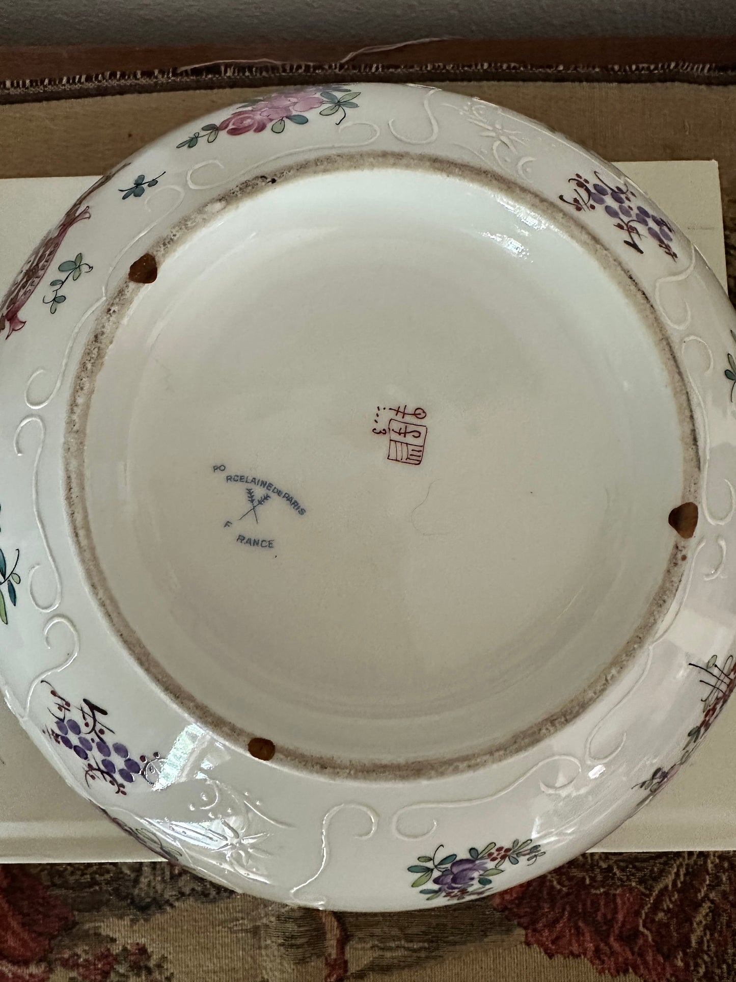 Early 20th Century Porcelaine de Paris Armorial Centerpiece Bowl | SPERABO Crest | Chinese Export Revival