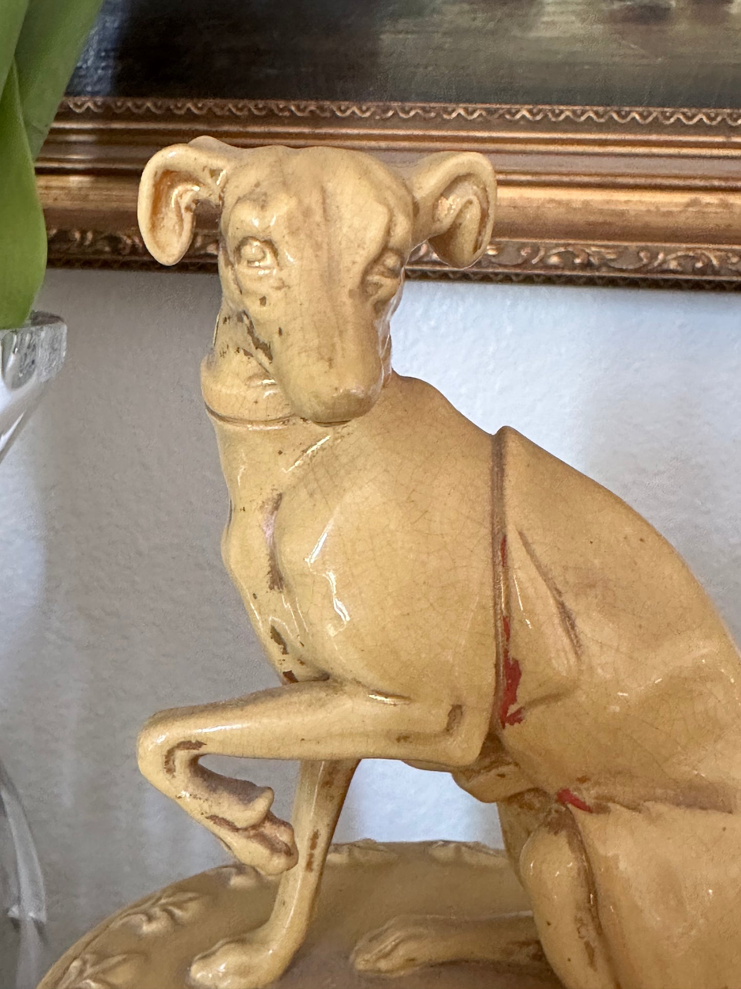 Antique English Earthenware Tobacco Jar with Whippet Finial