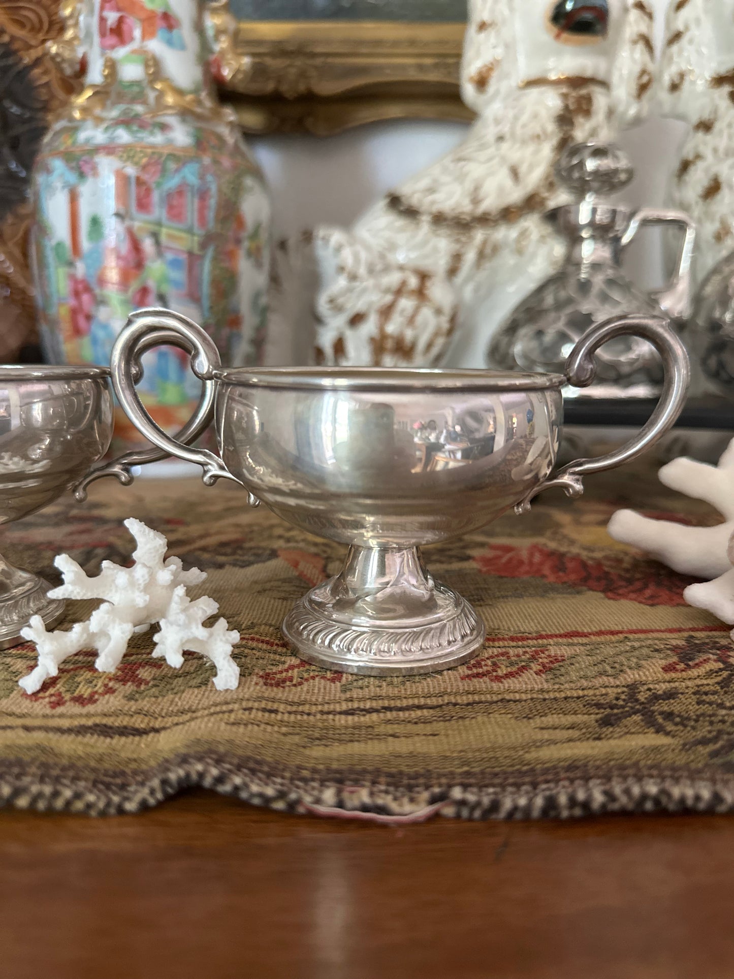Vintage Sterling Silver Weighted Creamer & Open Sugar Bowl Set | Pedestal Footed Pair