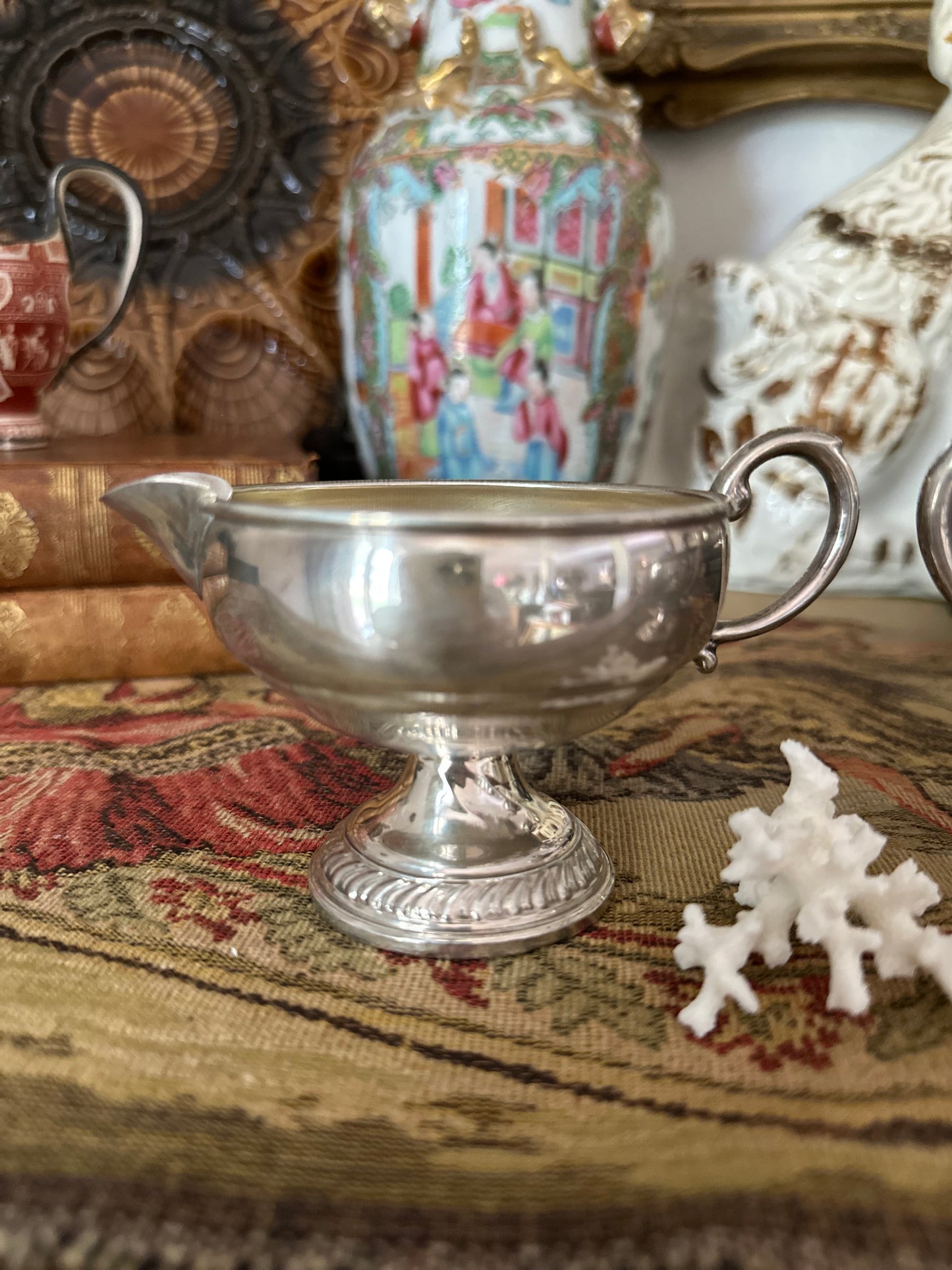 Vintage Sterling Silver Weighted Creamer & Open Sugar Bowl Set | Pedestal Footed Pair