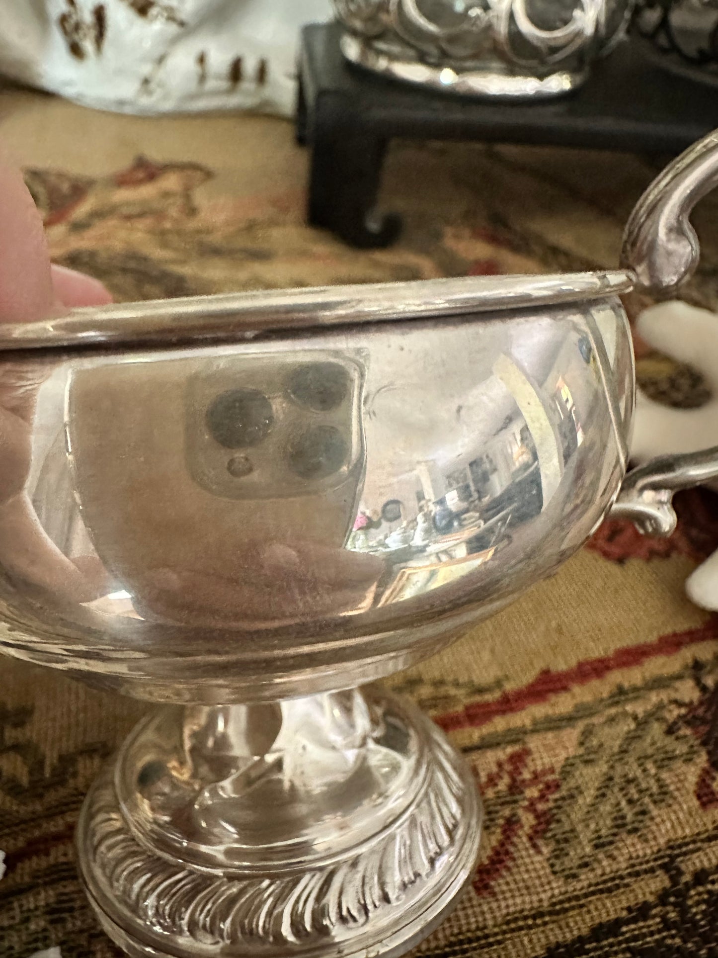 Vintage Sterling Silver Weighted Creamer & Open Sugar Bowl Set | Pedestal Footed Pair