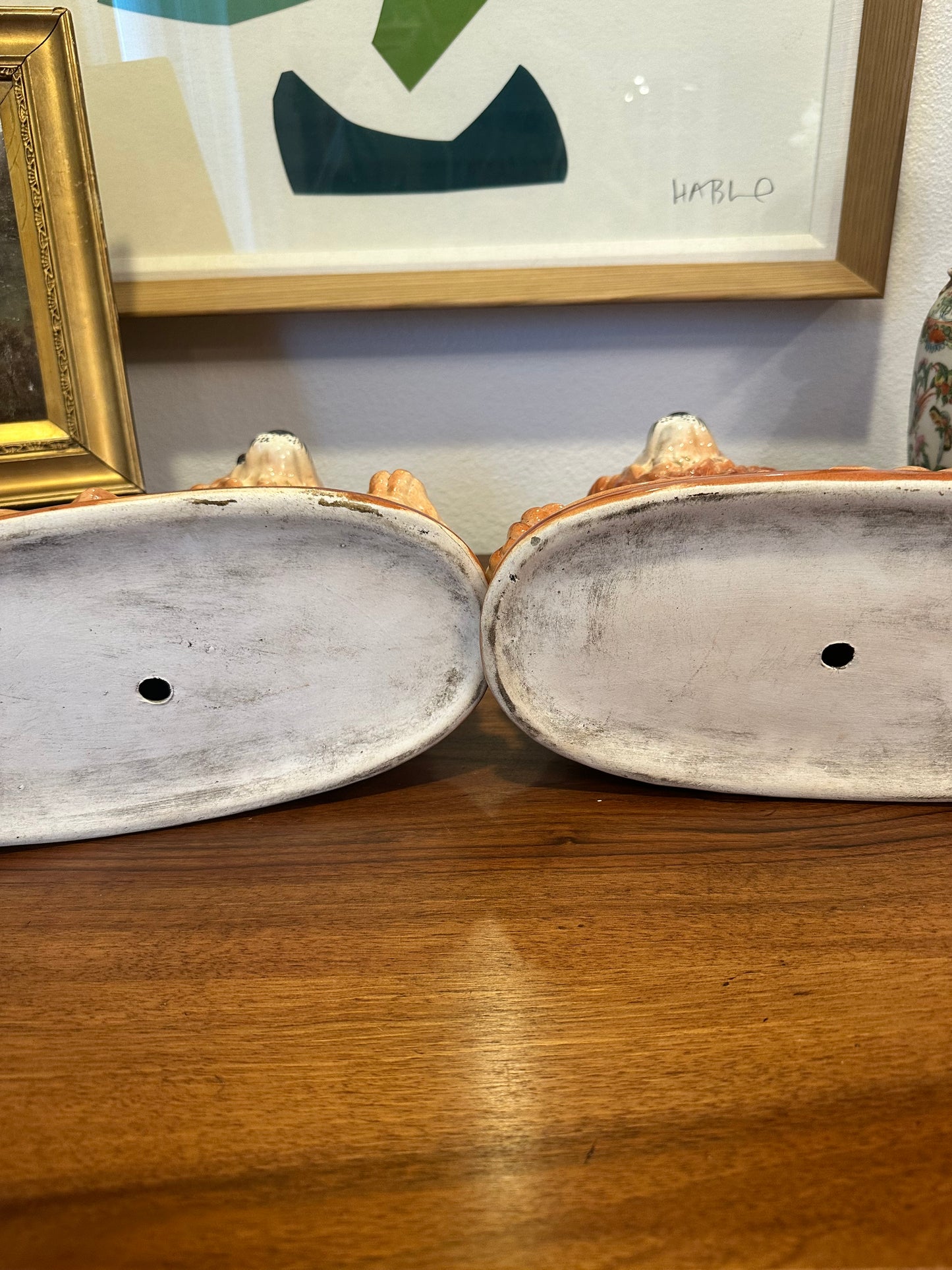 Pair of Antique English Staffordshire Recumbent Lions, Late 19th Century