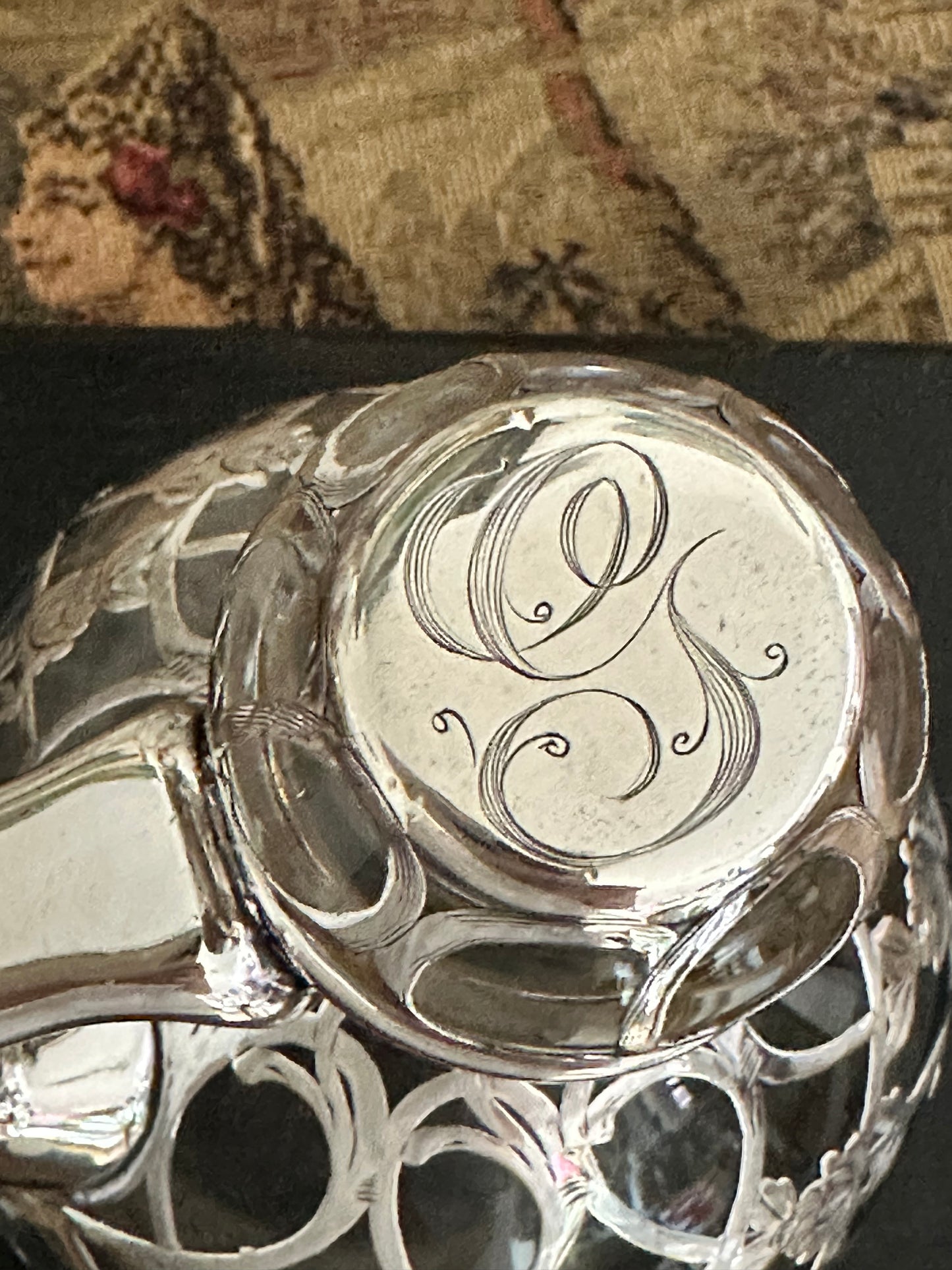 Antique Sterling Overlay Glass Perfume Bottle or Cruet - Sold Separately
