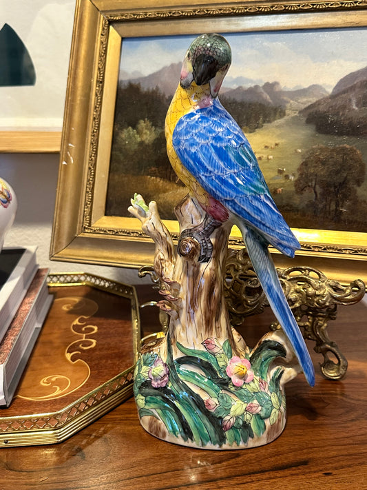Vintage Hand-Painted Porcelain Parrot Figurine - Attributed to Andrea by Sadek