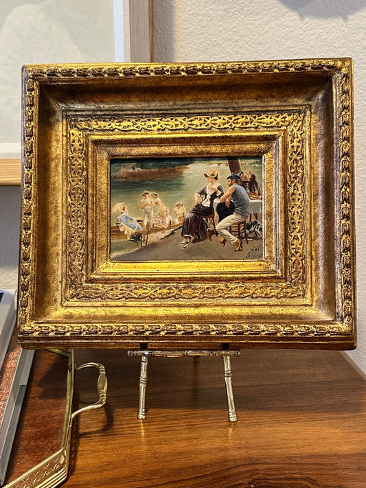 European Genre Scene Painting in Gilt Frame, Signed “d’al Scala”