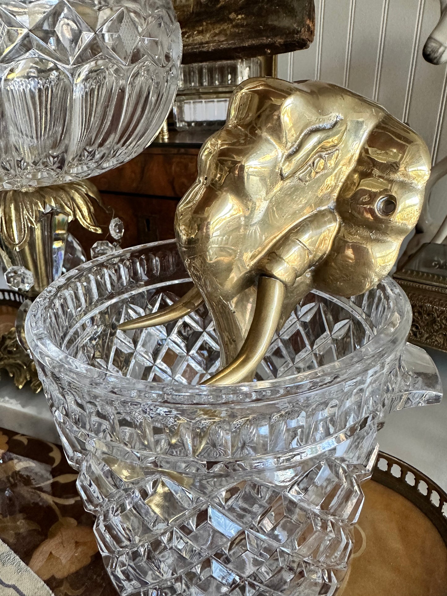 Vintage Brass Elephant Wall Hook