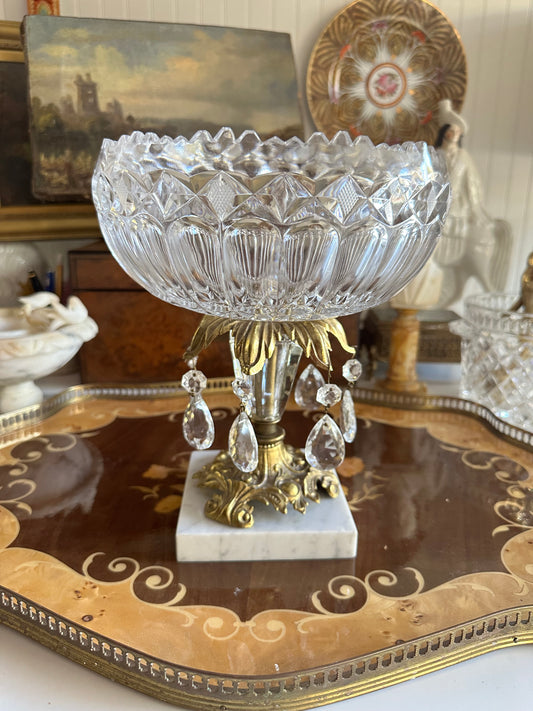 Vintage Hollywood Regency Crystal Compote
