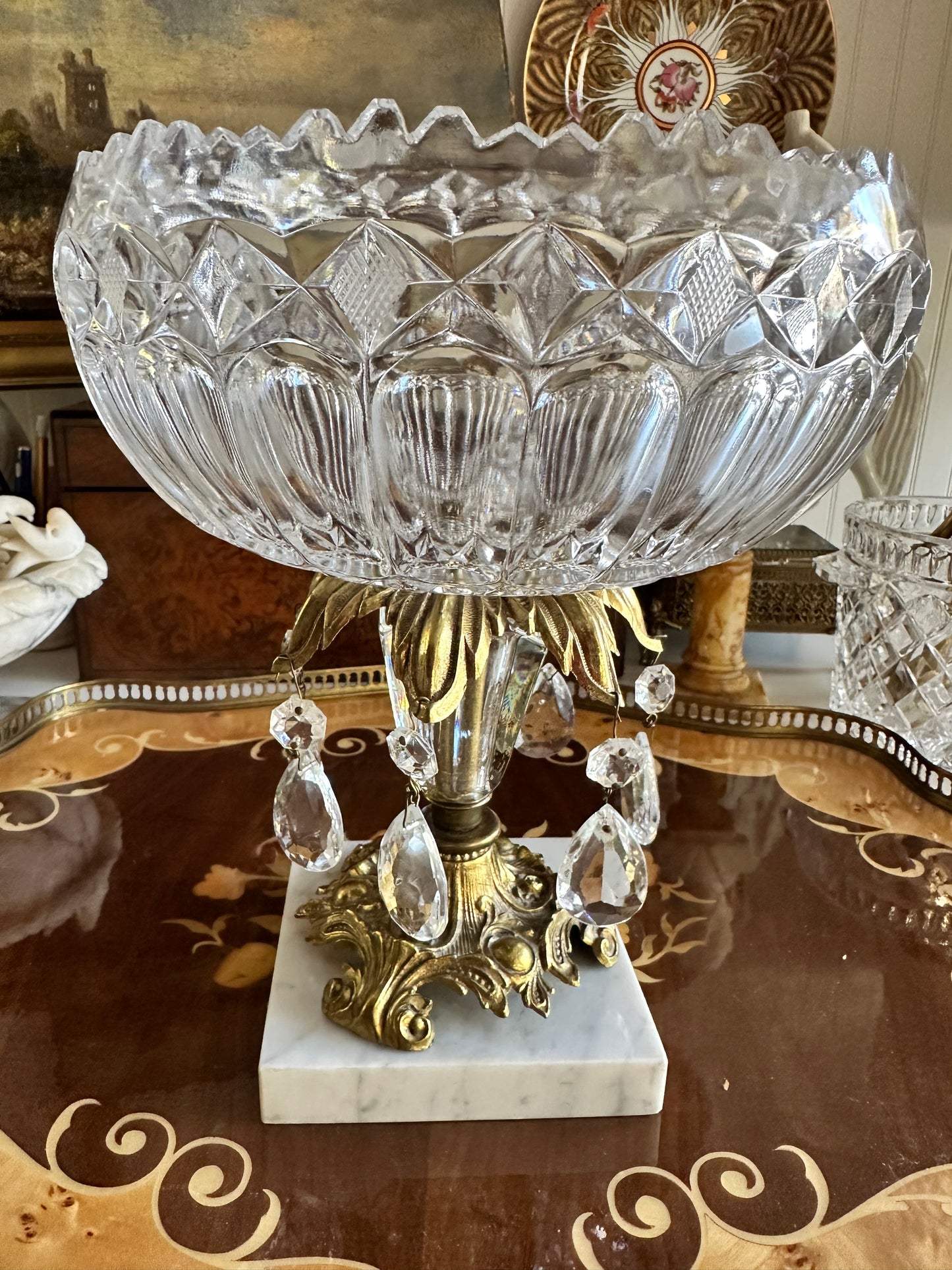 Vintage Hollywood Regency Crystal Compote