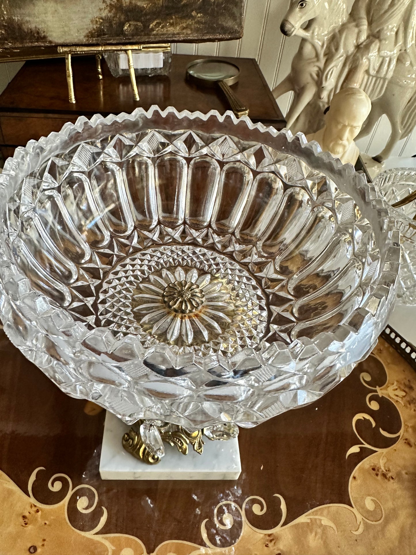Vintage Hollywood Regency Crystal Compote