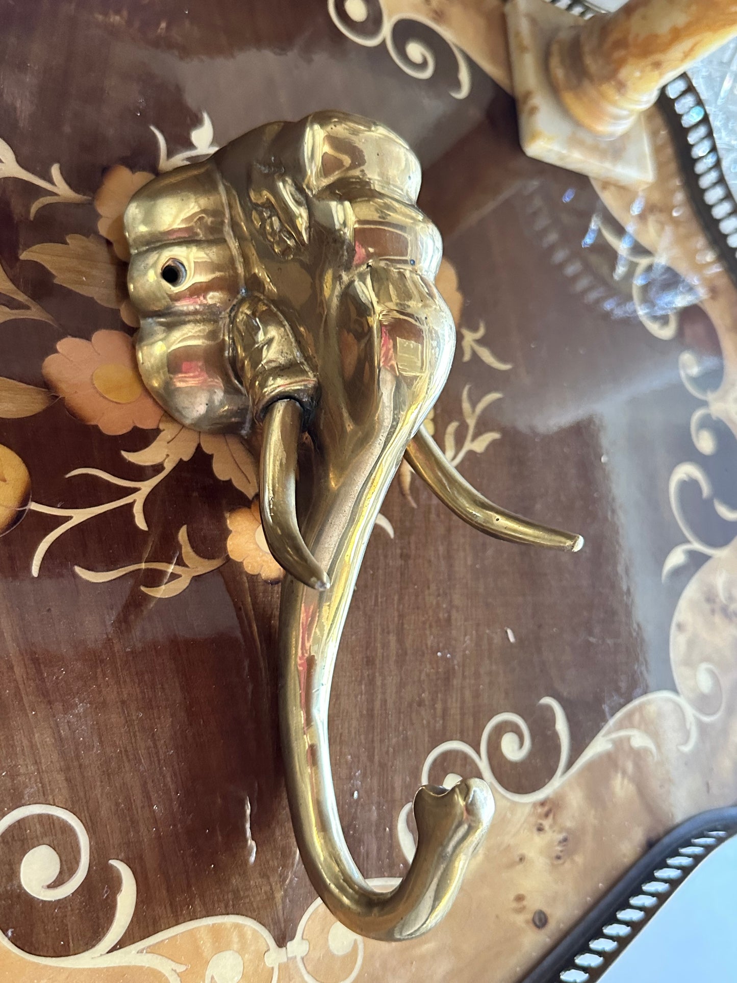 Vintage Brass Elephant Wall Hook