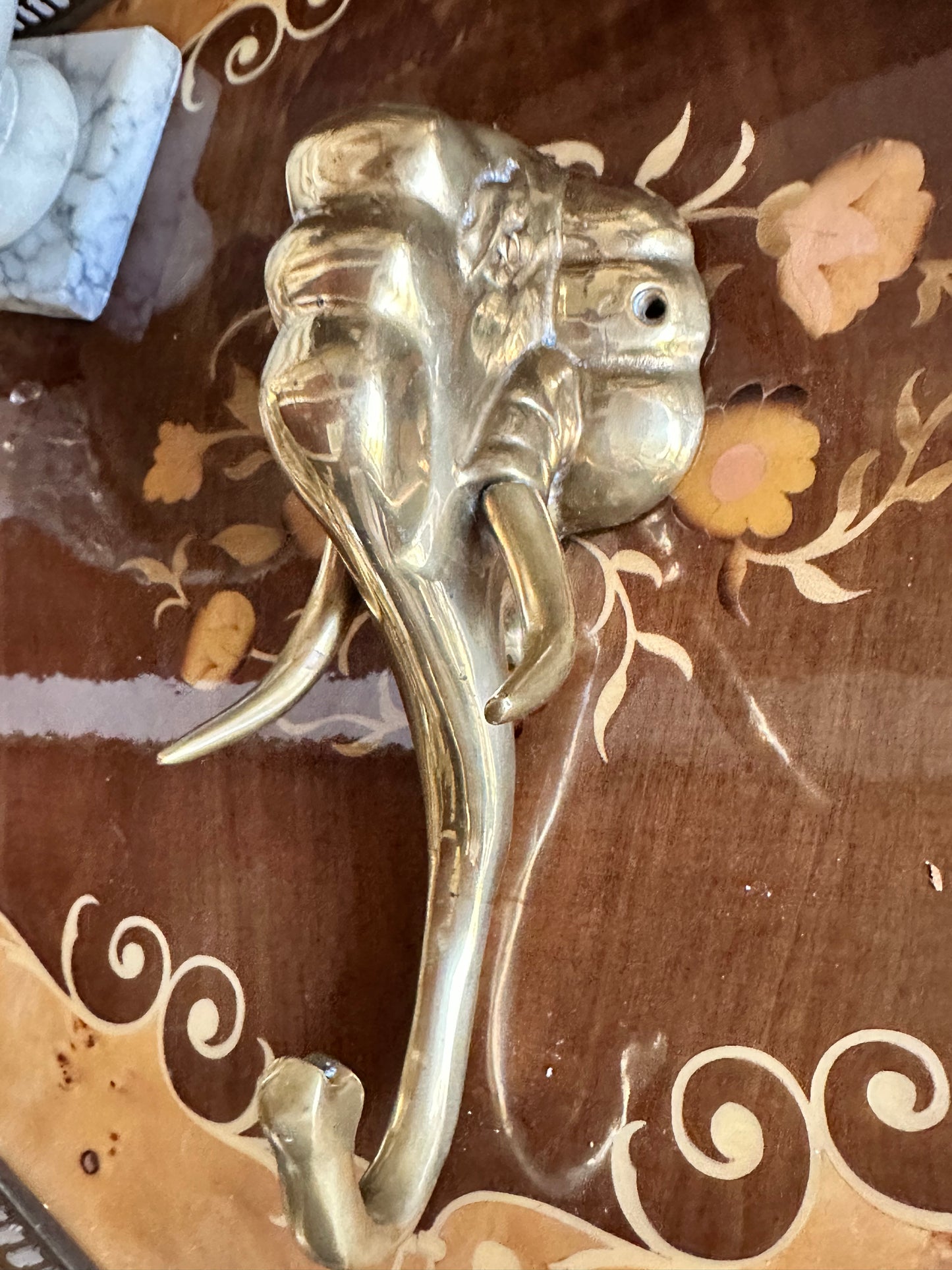 Vintage Brass Elephant Wall Hook