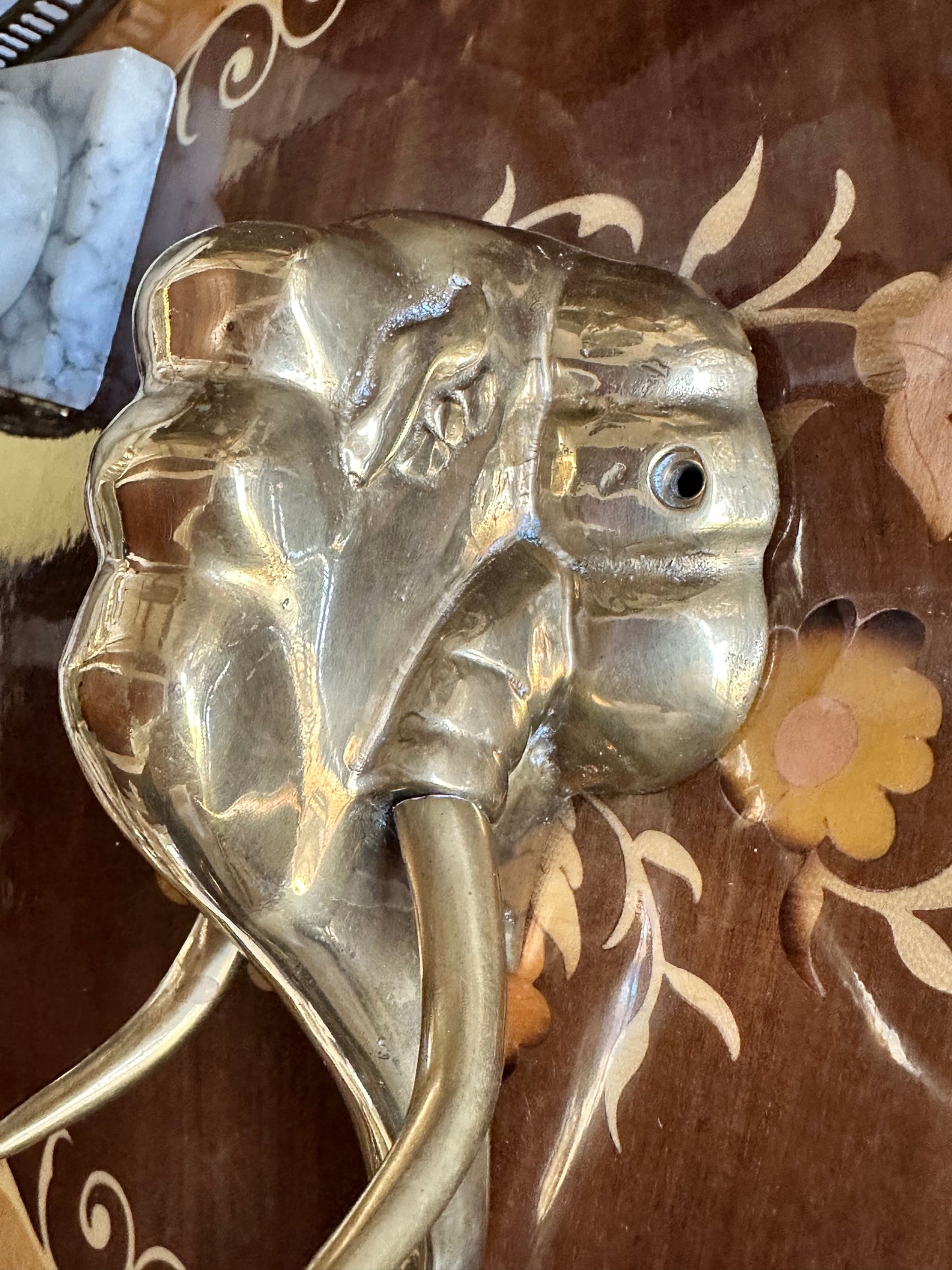 Vintage Brass Elephant Wall Hook