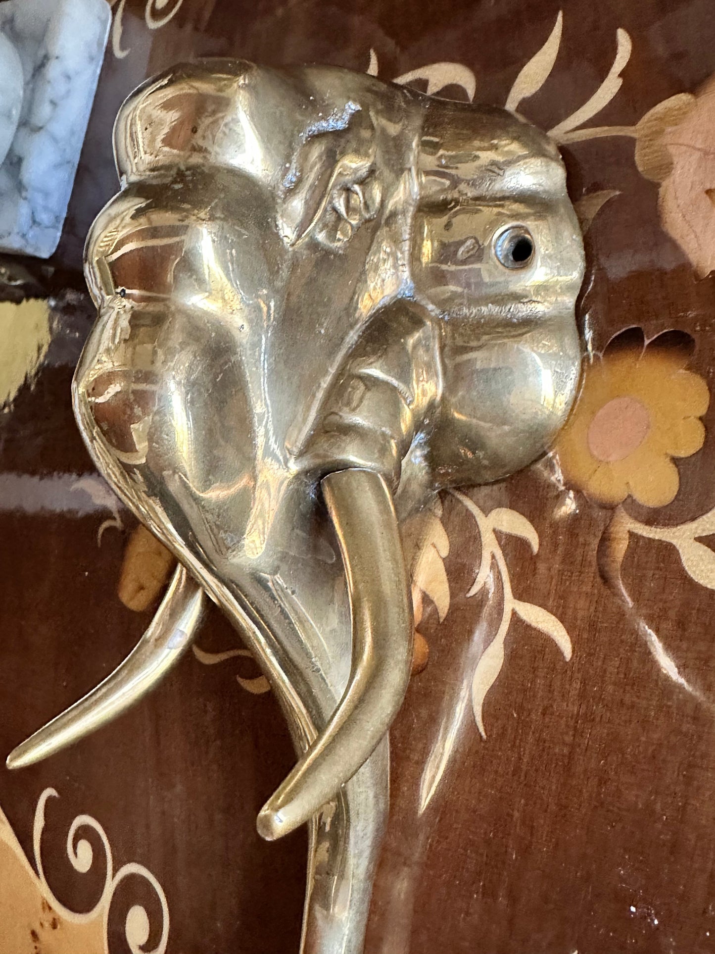 Vintage Brass Elephant Wall Hook