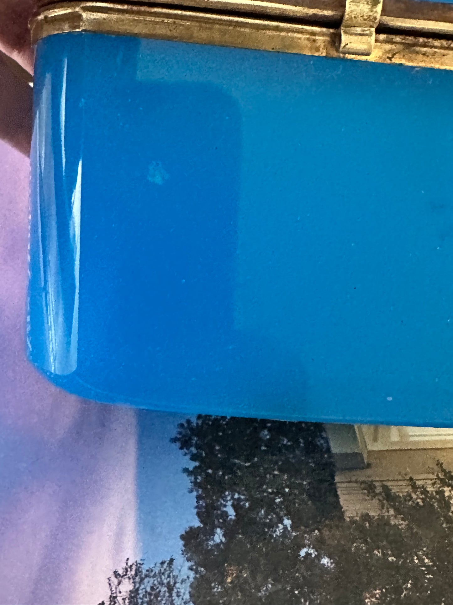 Antique French Blue Opaline Glass Casket