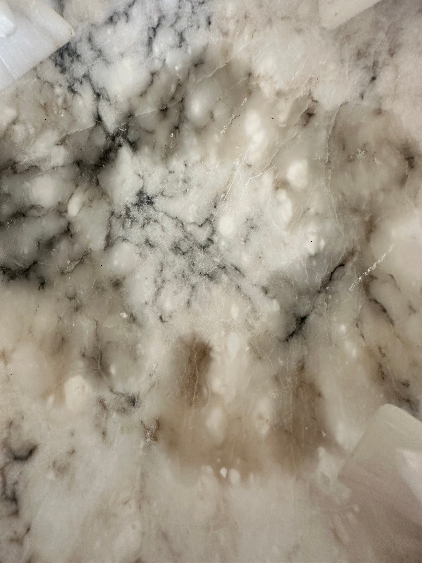 Vintage Alabaster Birdbath with Carved Birds