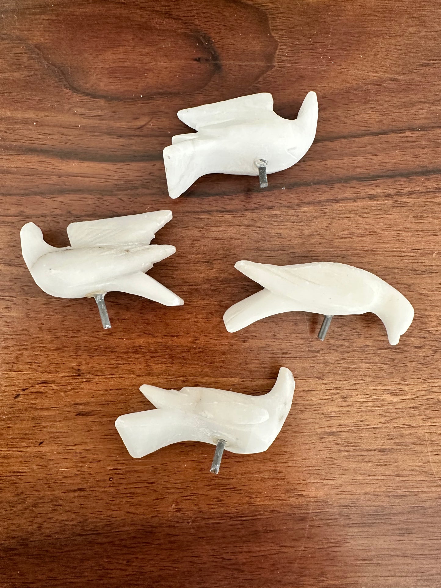 Vintage Alabaster Birdbath with Carved Birds