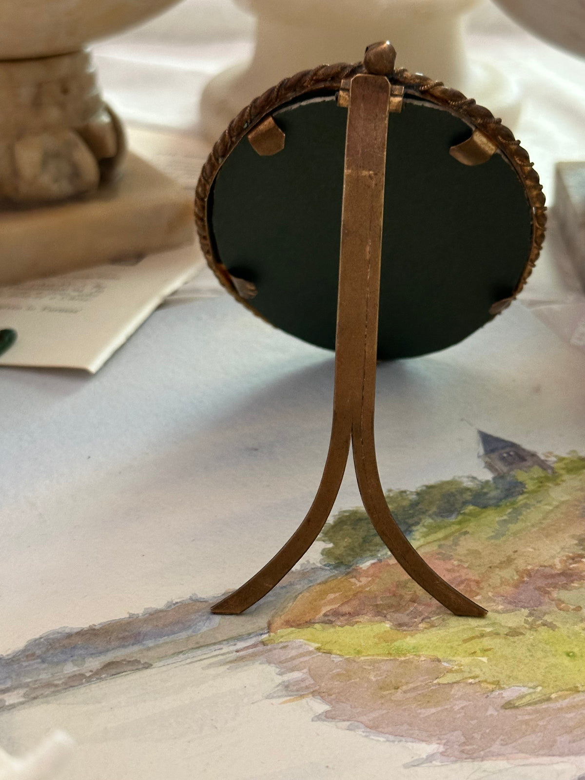 Antique Oval Gilt Brass Picture Frame – Easel Back
