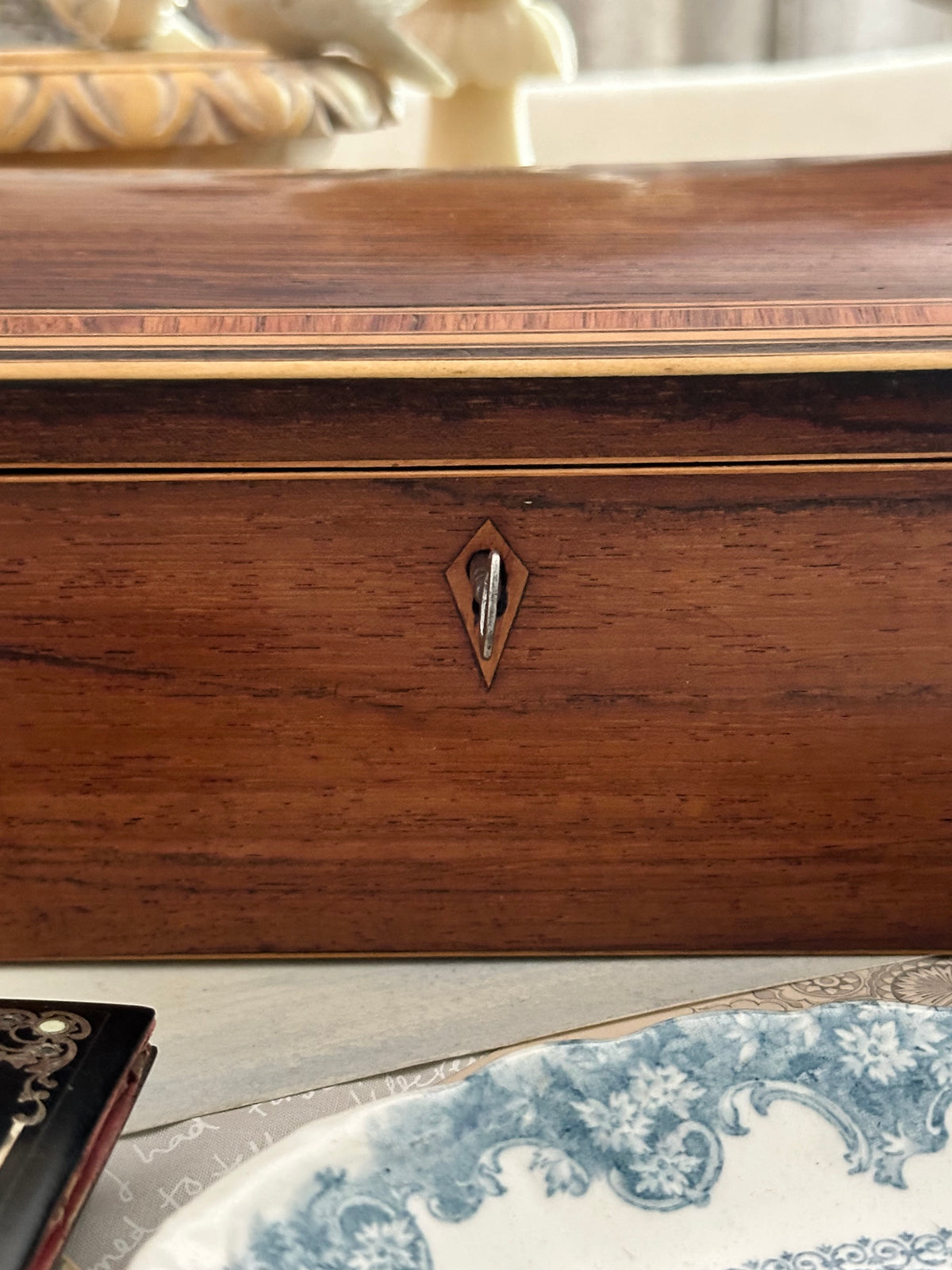 Antique 19th Century Rosewood Dome Top Box with Key