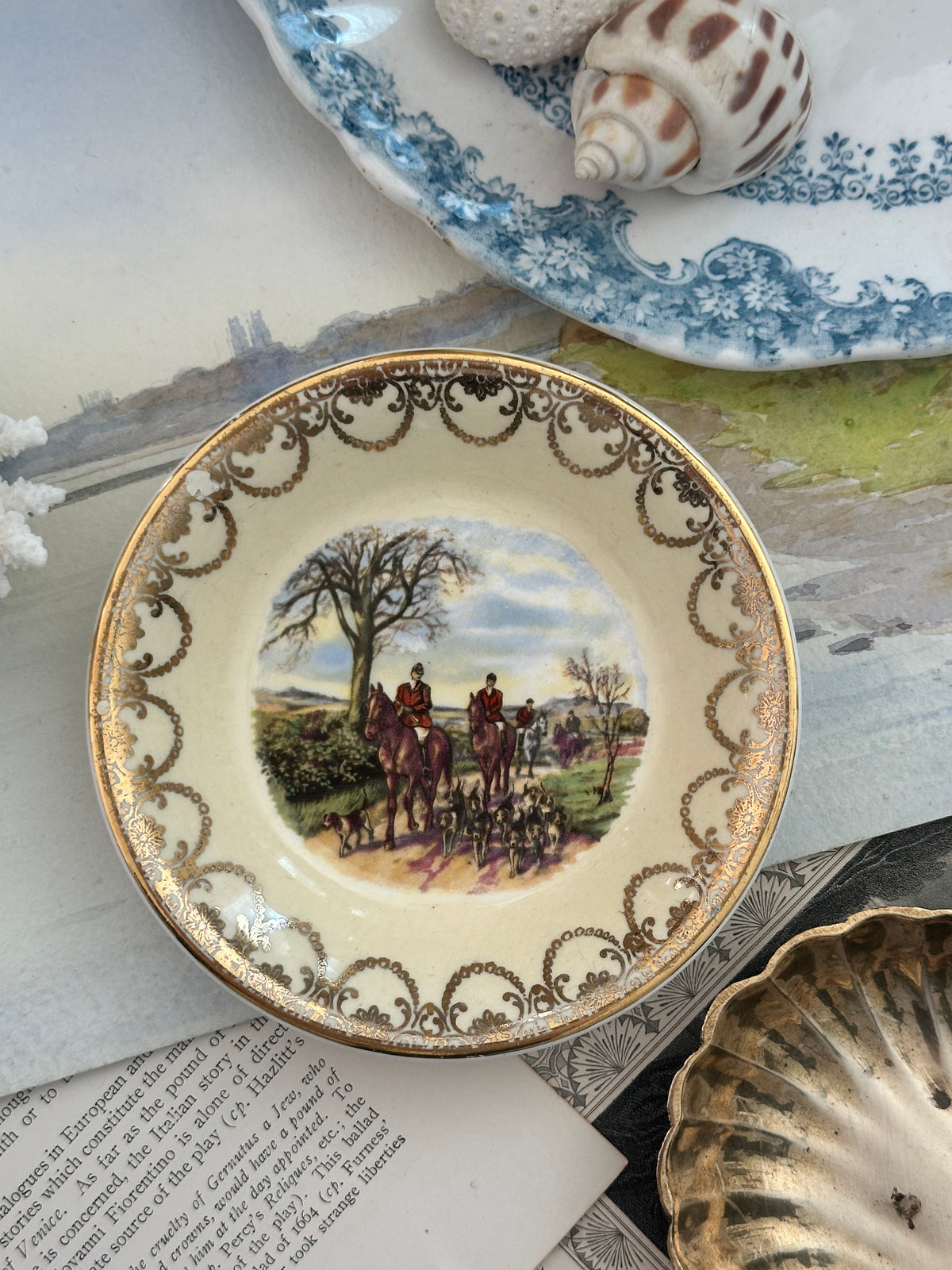 Vintage 1960s Irish Arklow Pottery Fox Hunt Dish