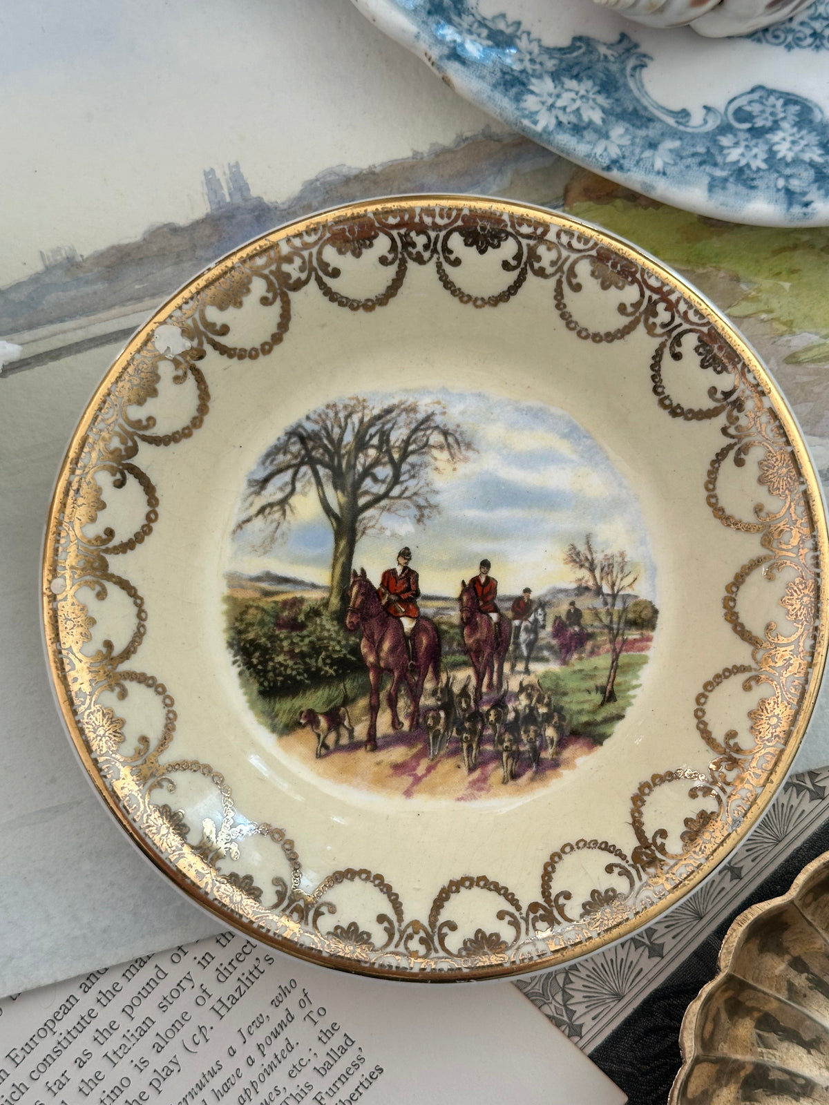 Vintage 1960s Irish Arklow Pottery Fox Hunt Dish