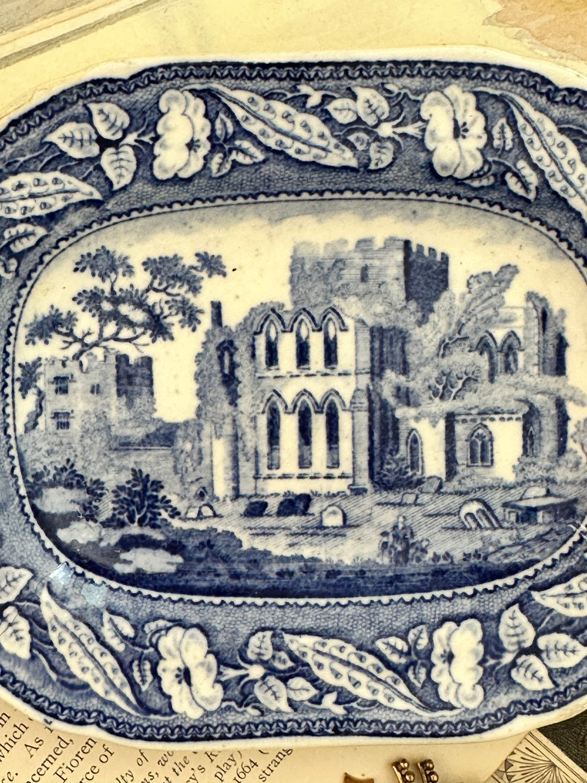 Antique Davenport Blue & White Transferware Miniature Dish
