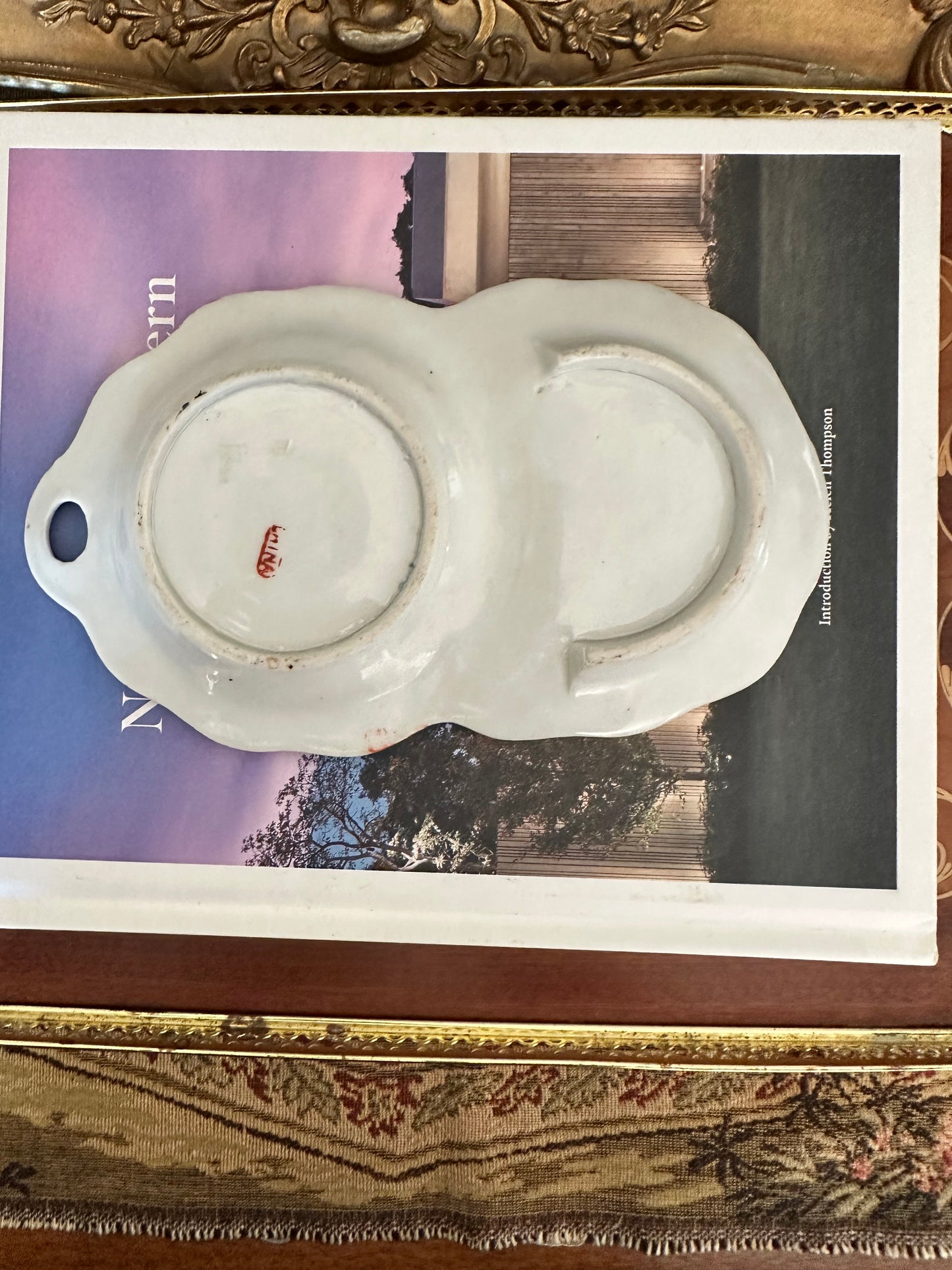 Antique Chinese Thousand Butterflies Double Snack Dish