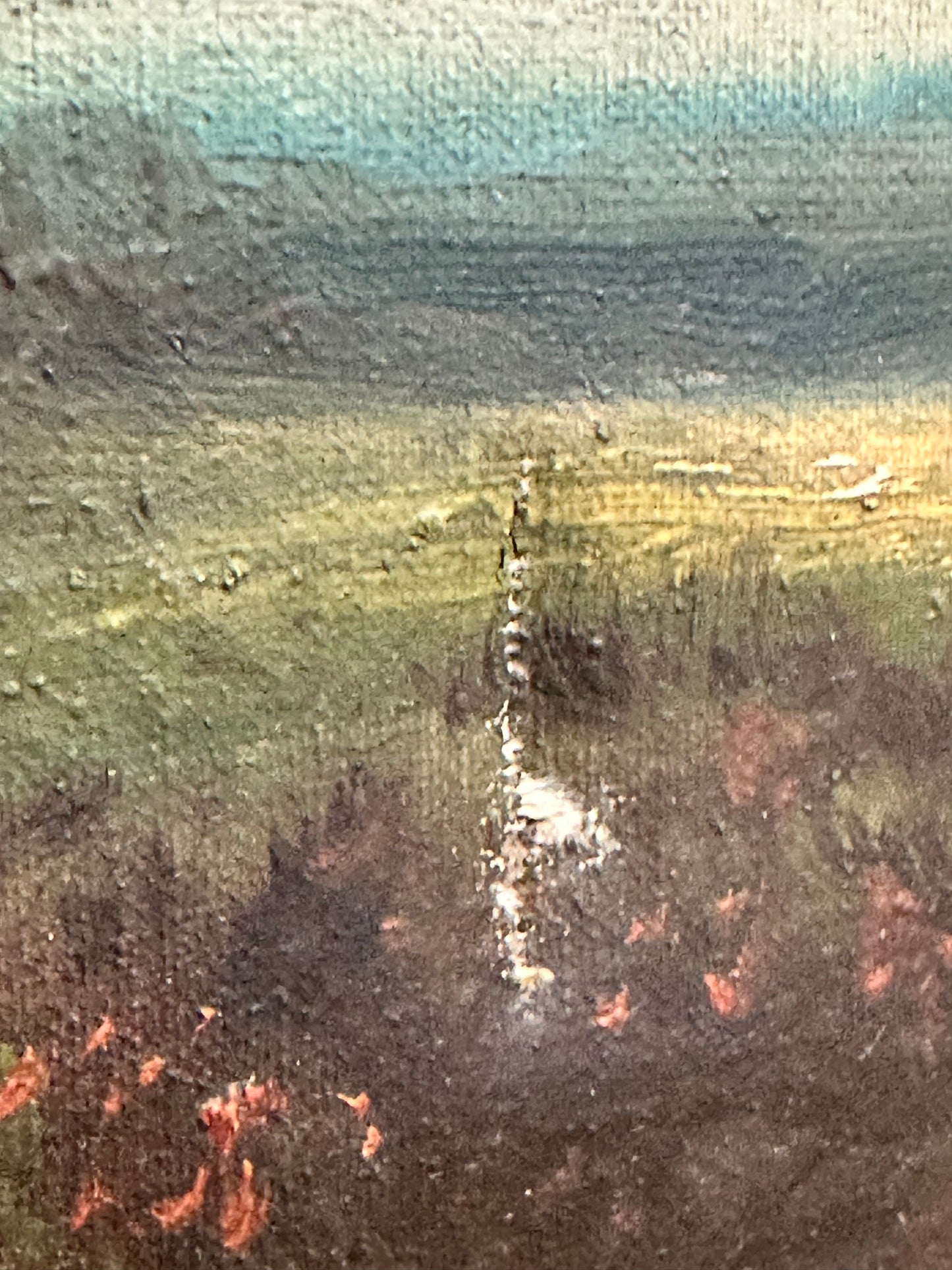 Antique European Pastoral Landscape Oil Painting in Ornate Gilt Frame