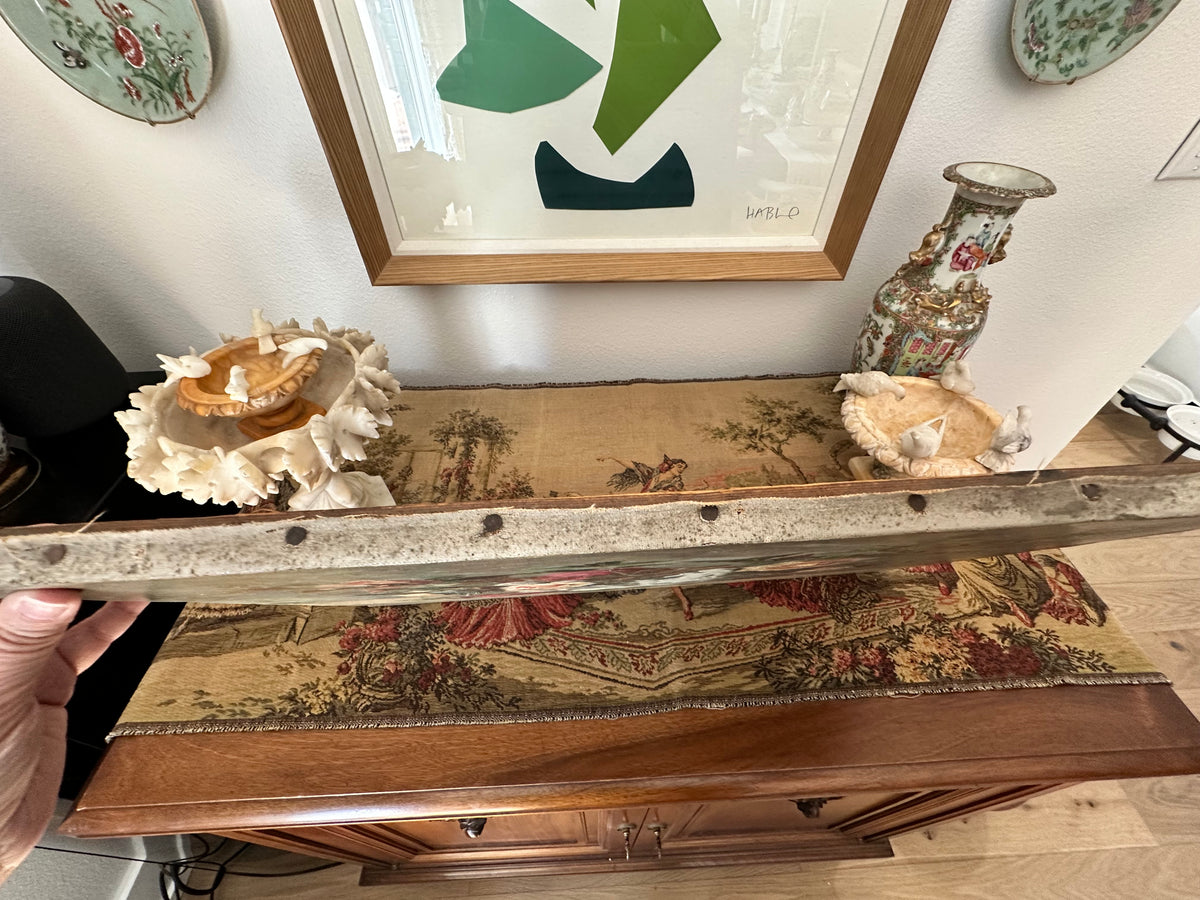 Antique French Floral Still Life Oil Painting with Classical Figures Signed
