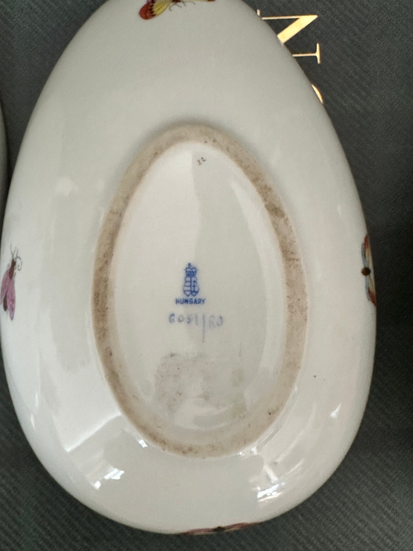 Herend Hungary Porcelain Lidded Bonbon Dish Birds Oval Box Hand Painted Trinket Box