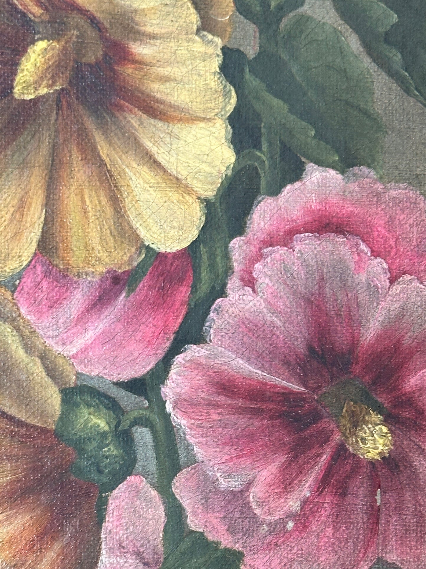 Antique French Floral Oil Painting on Canva