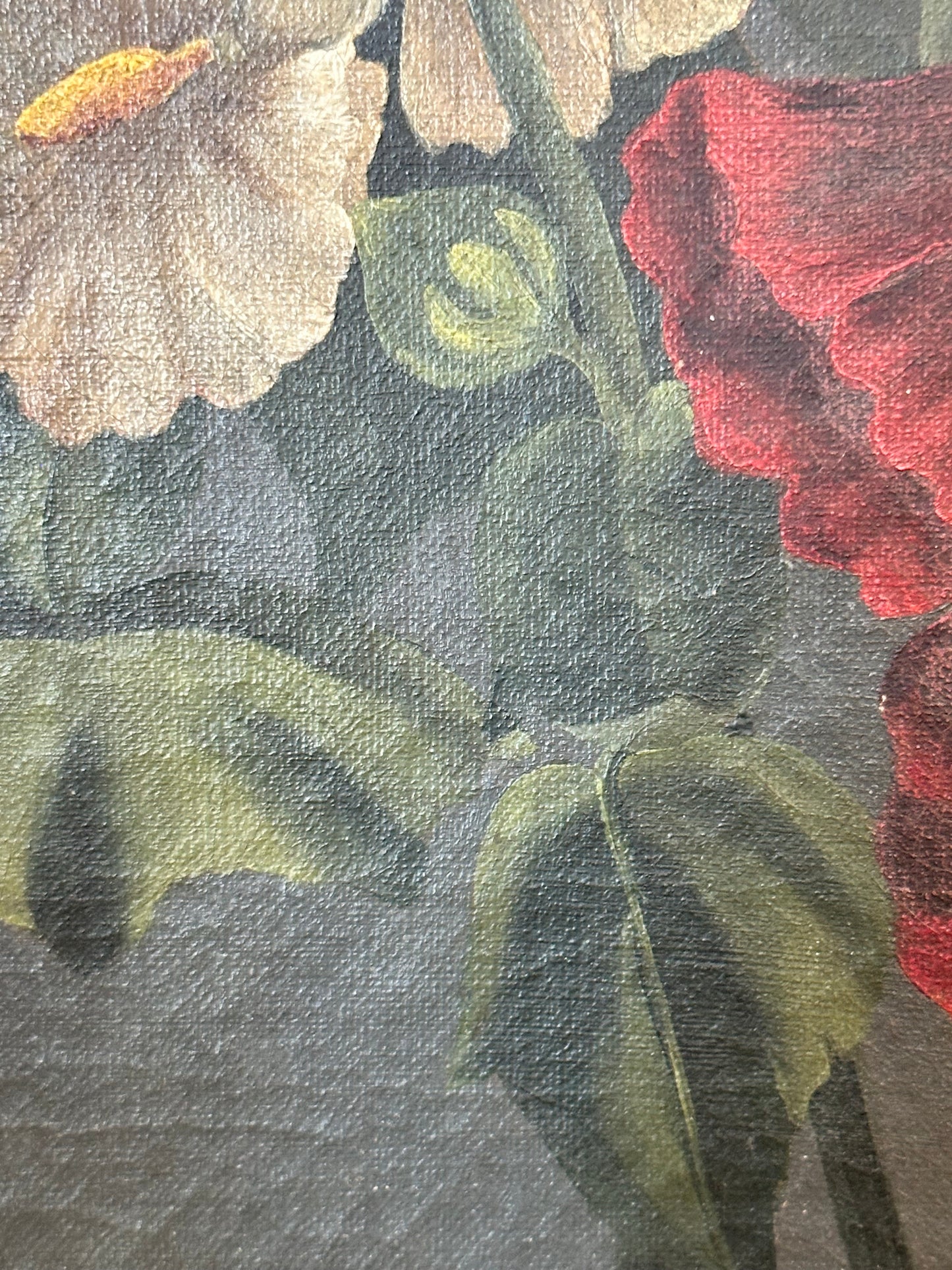 Antique French Floral Oil Painting on Canva