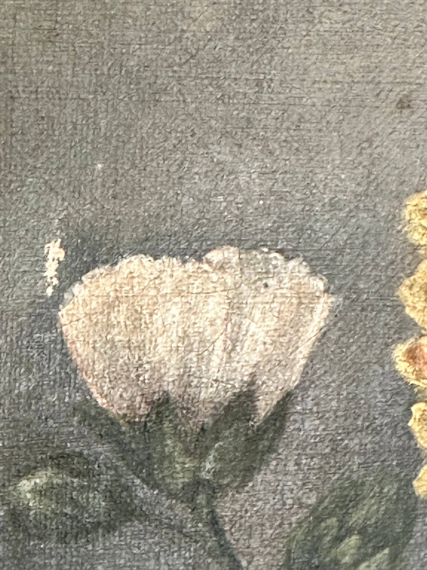 Antique French Floral Oil Painting on Canva