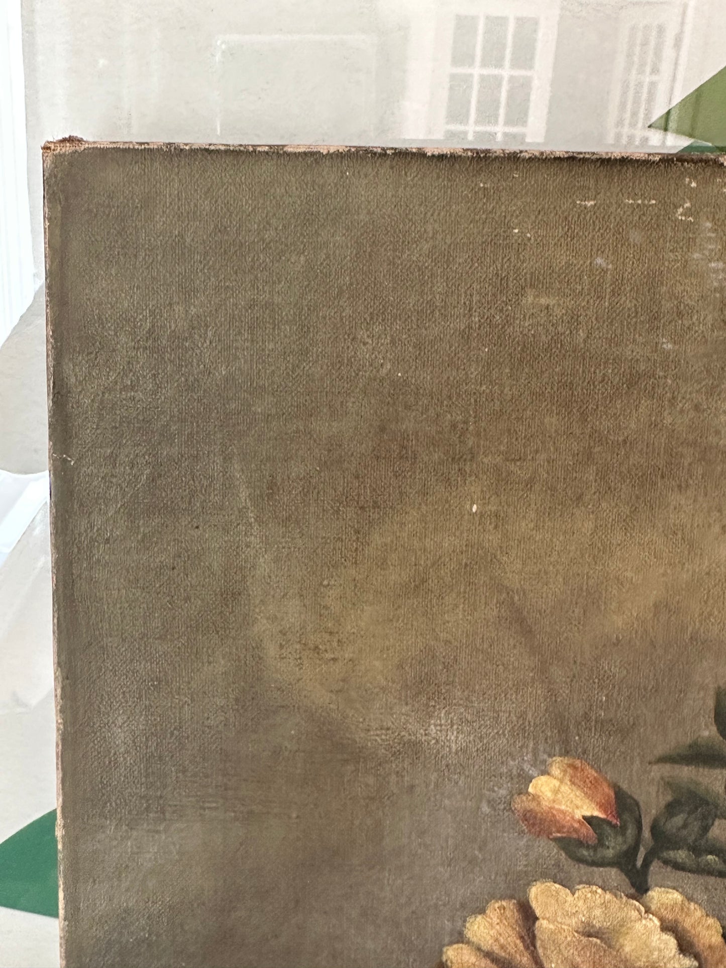 Antique French Floral Oil Painting on Canva