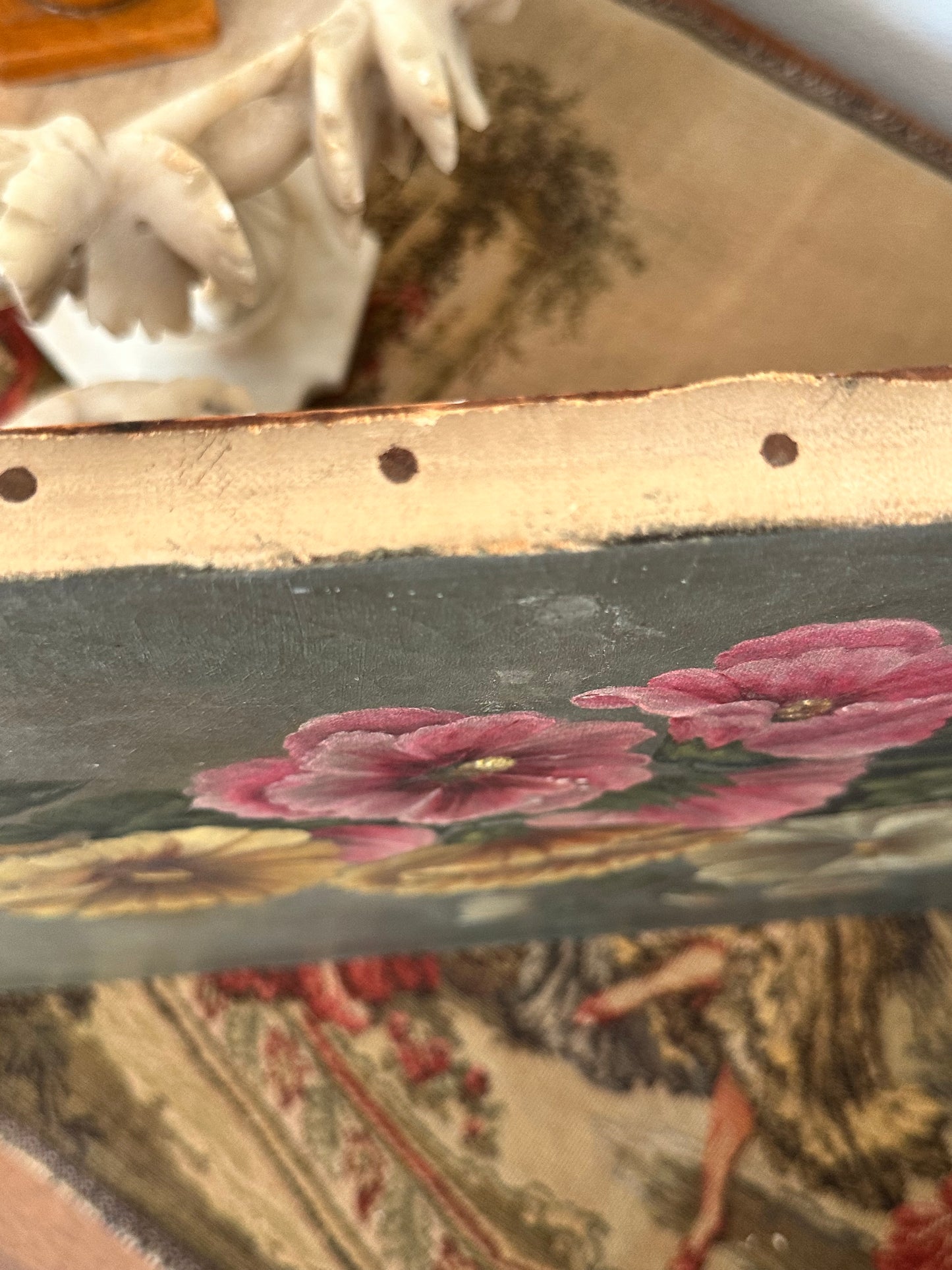 Antique French Floral Oil Painting on Canva