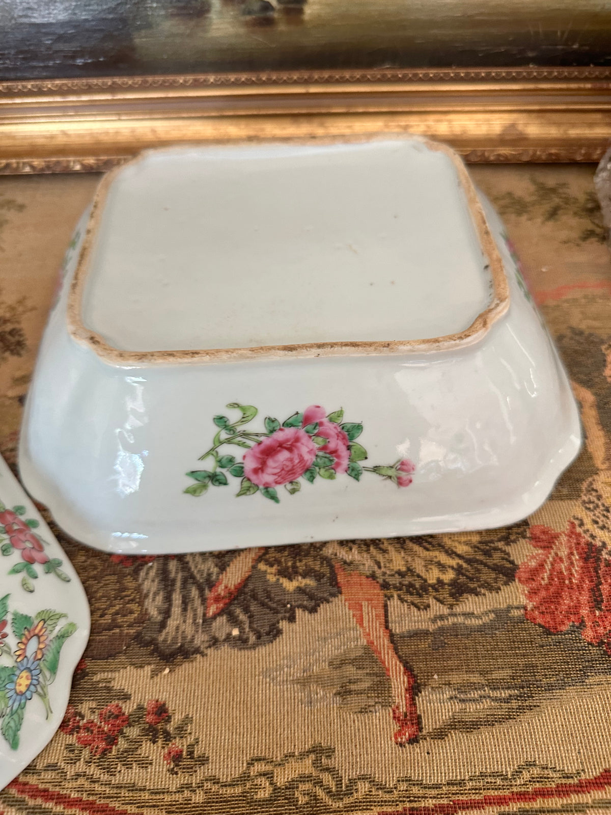 Antique Famille Rose Canton Lidded Tureen White Ground Chinese Export Porcelain