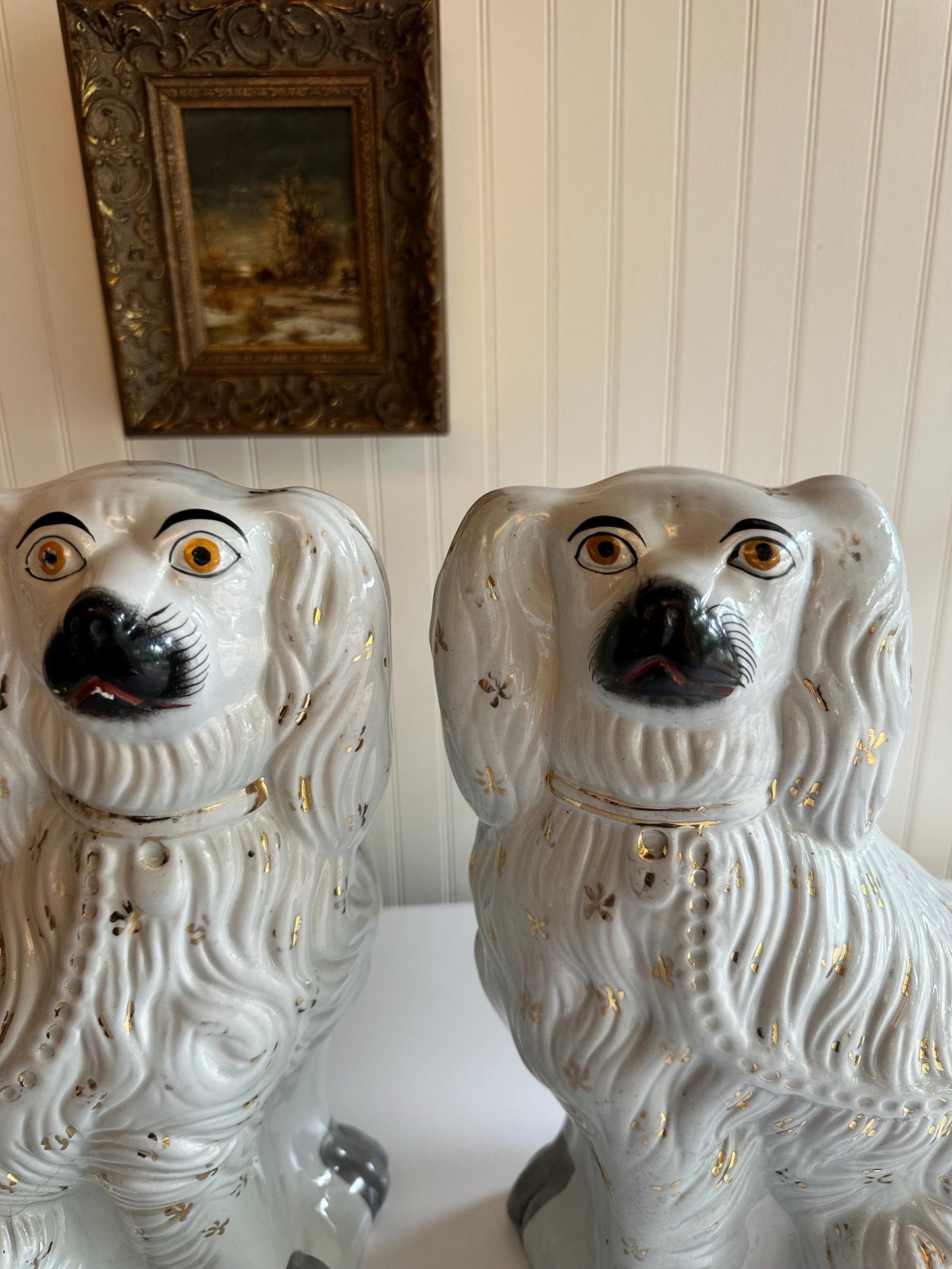 Antique Staffordshire Style Mantel Dog Pair - 13"