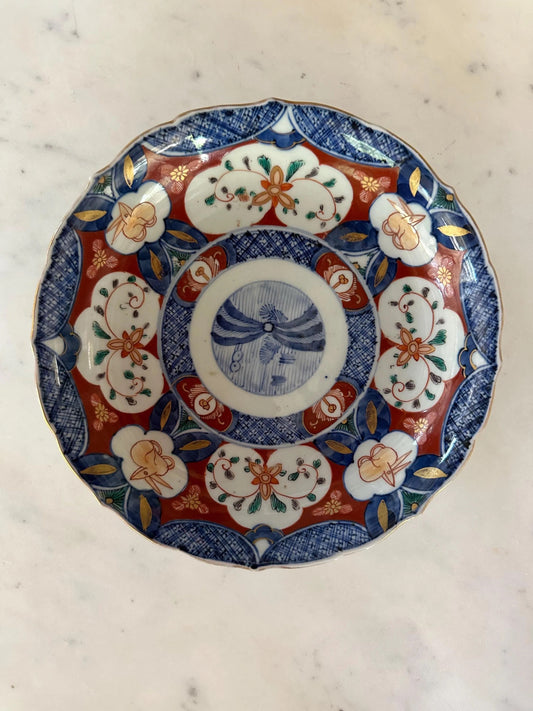 Antique Japanese Imari Plate, 8.5" Scalloped Edge