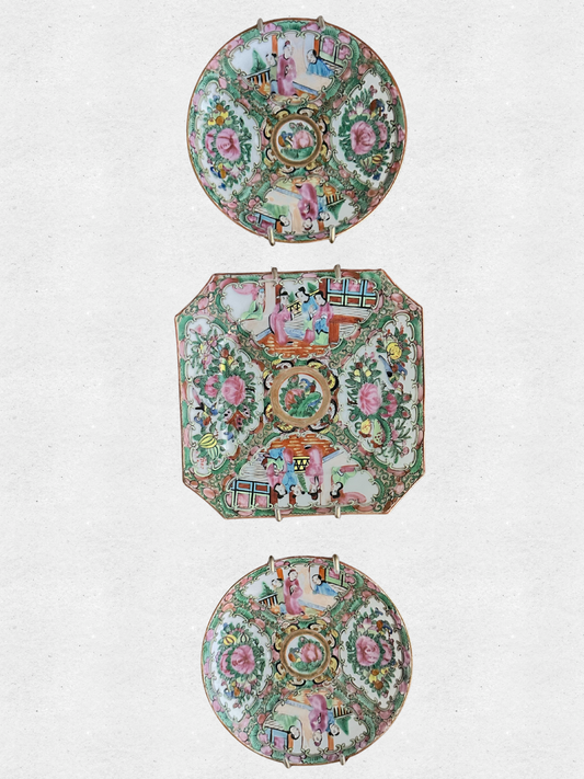 Antique Rose Medallion Plate Wall Set (3 Pieces)